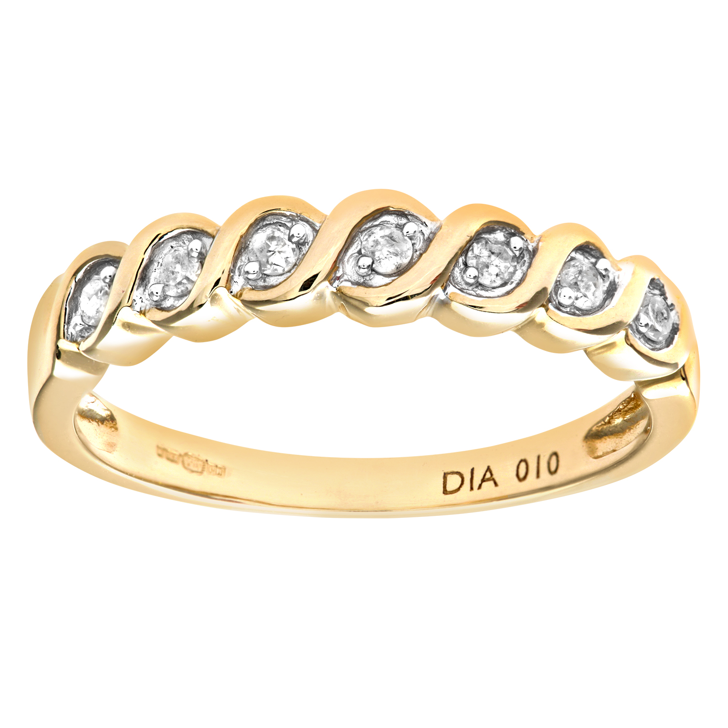 Diamant L’Eternel Womens Ladies 9ct Yellow Gold Fancy 10pts Diamond Eternity Ring – Size Q