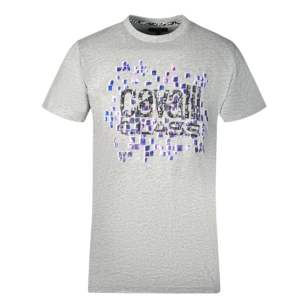 Thumbnail - Cavalli Class Skalen Design Logo Graues T-Shirt