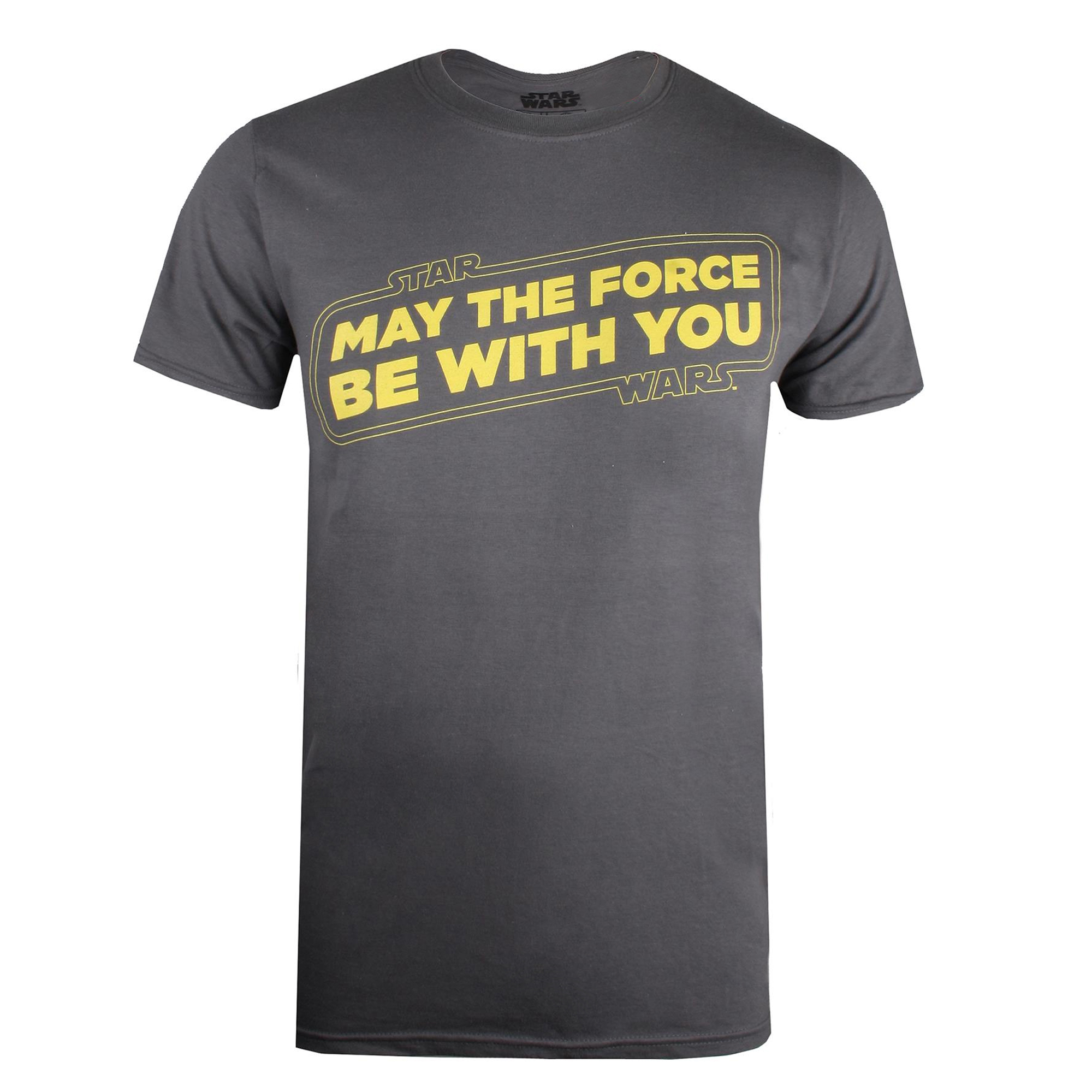 Mens May The Force Be With You T-Shirt (Charcoal/Yellow/Yellow)
