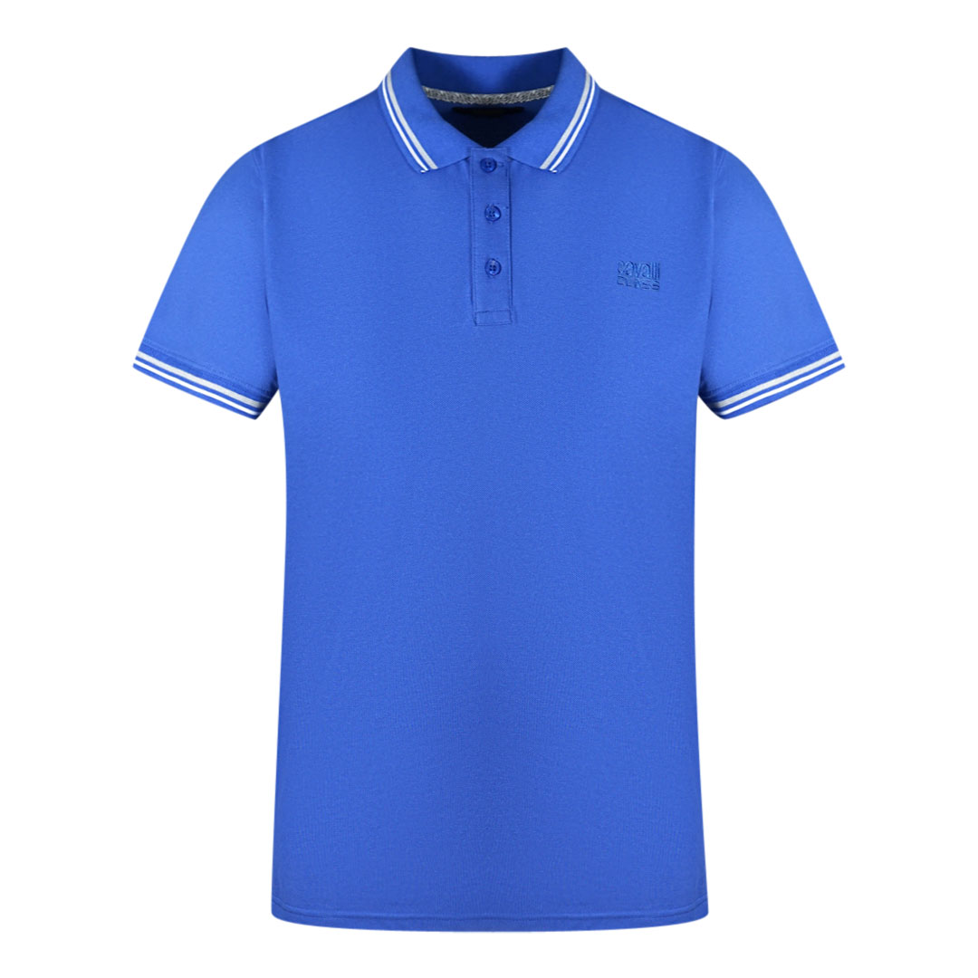 Thumbnail - Cavalli Class Polohemd mit Zwillings-Paspelkragen in Blau