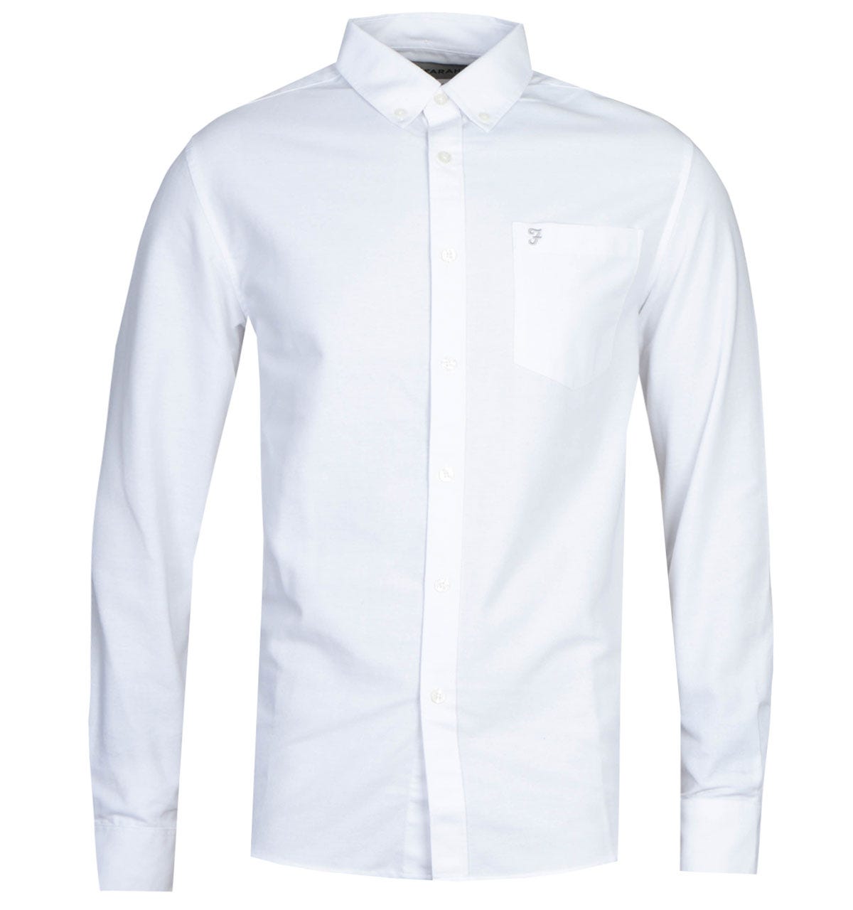 Farah Mens Drayton Long Sleeve White Shirt - Size X-Large