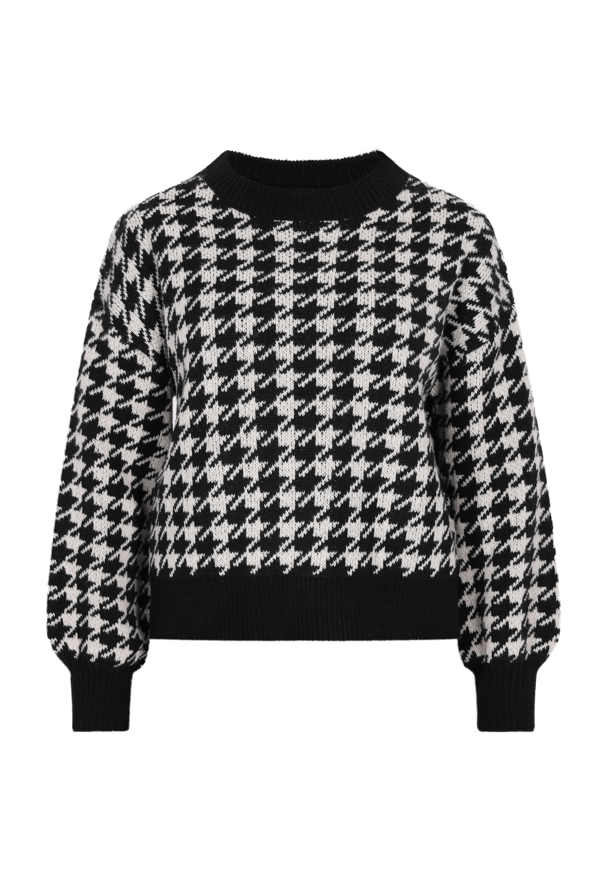 Thumbnail - Dreimaster Pullover Damen Schwarz Wollweiss