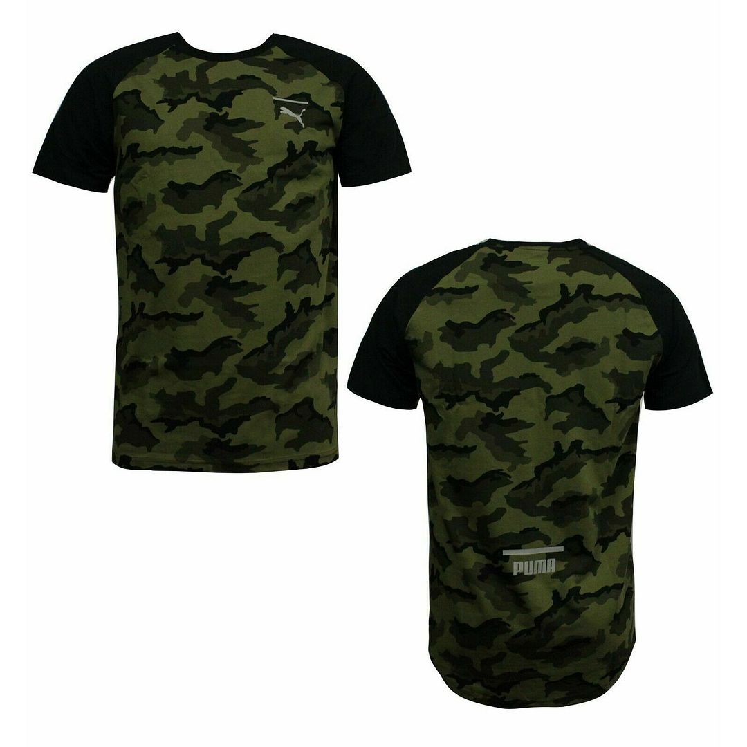 Thumbnail - Puma Evo Kurzarm Crew Neck Camo Graphic Green Herren T-Shirt 577075 05