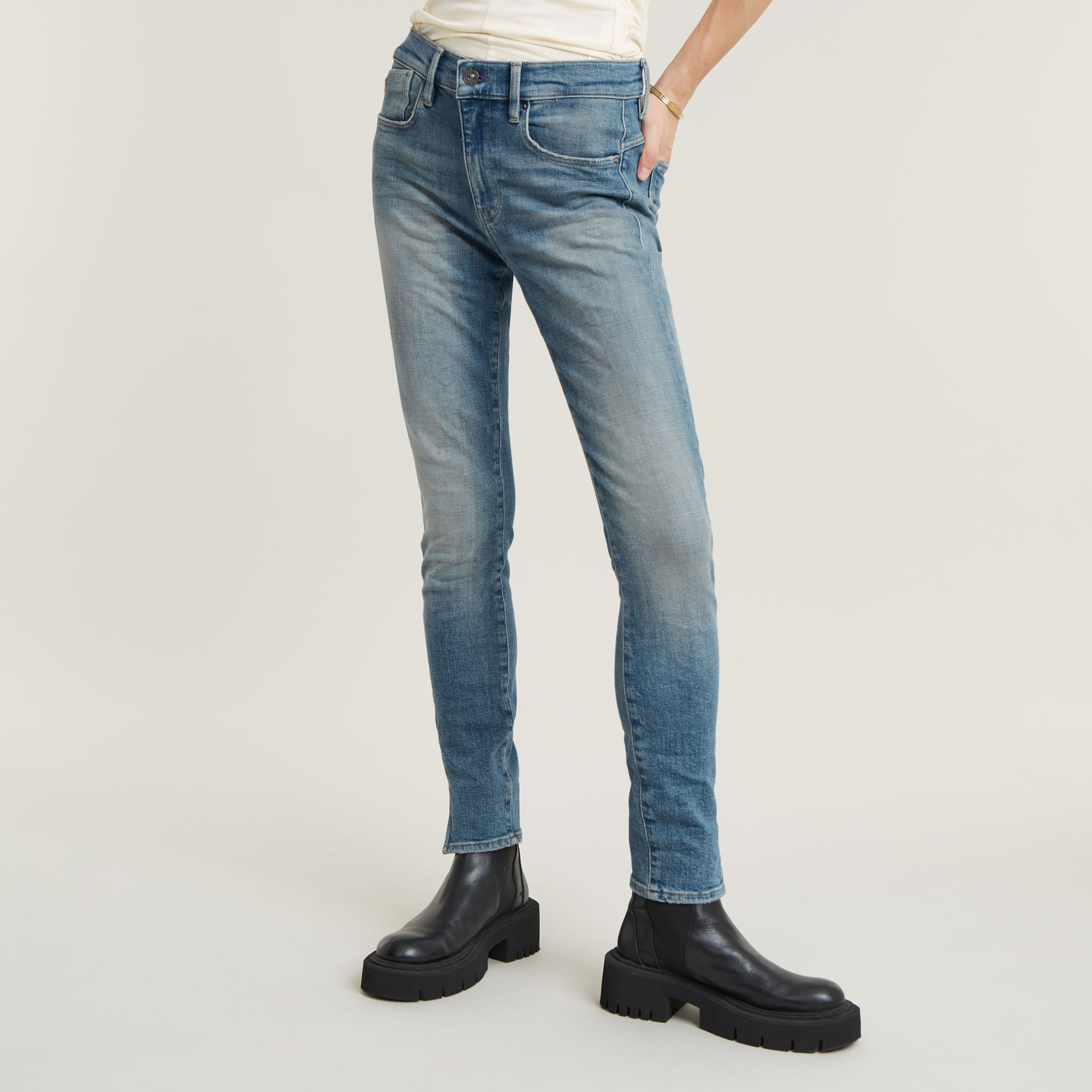 G Star Raw Womens G-Star RAW Lhana Skinny Split Jeans - Blue Cotton - Size 28W/30L