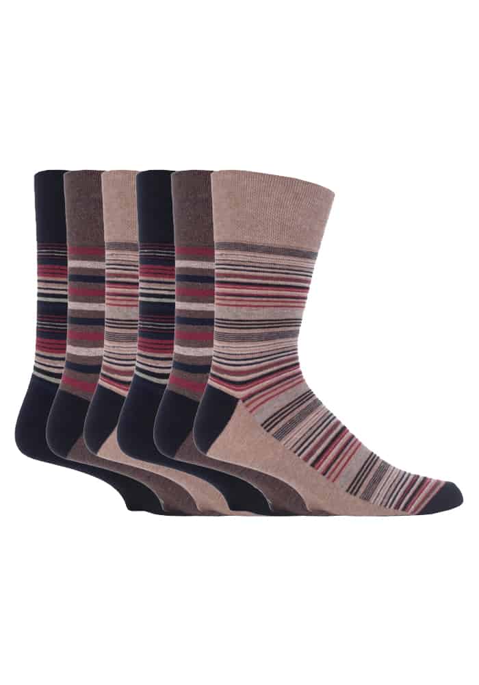 Gentle Grip Brun - 6 Par Herrar Icke Elastiska Strumpor - Mgg51