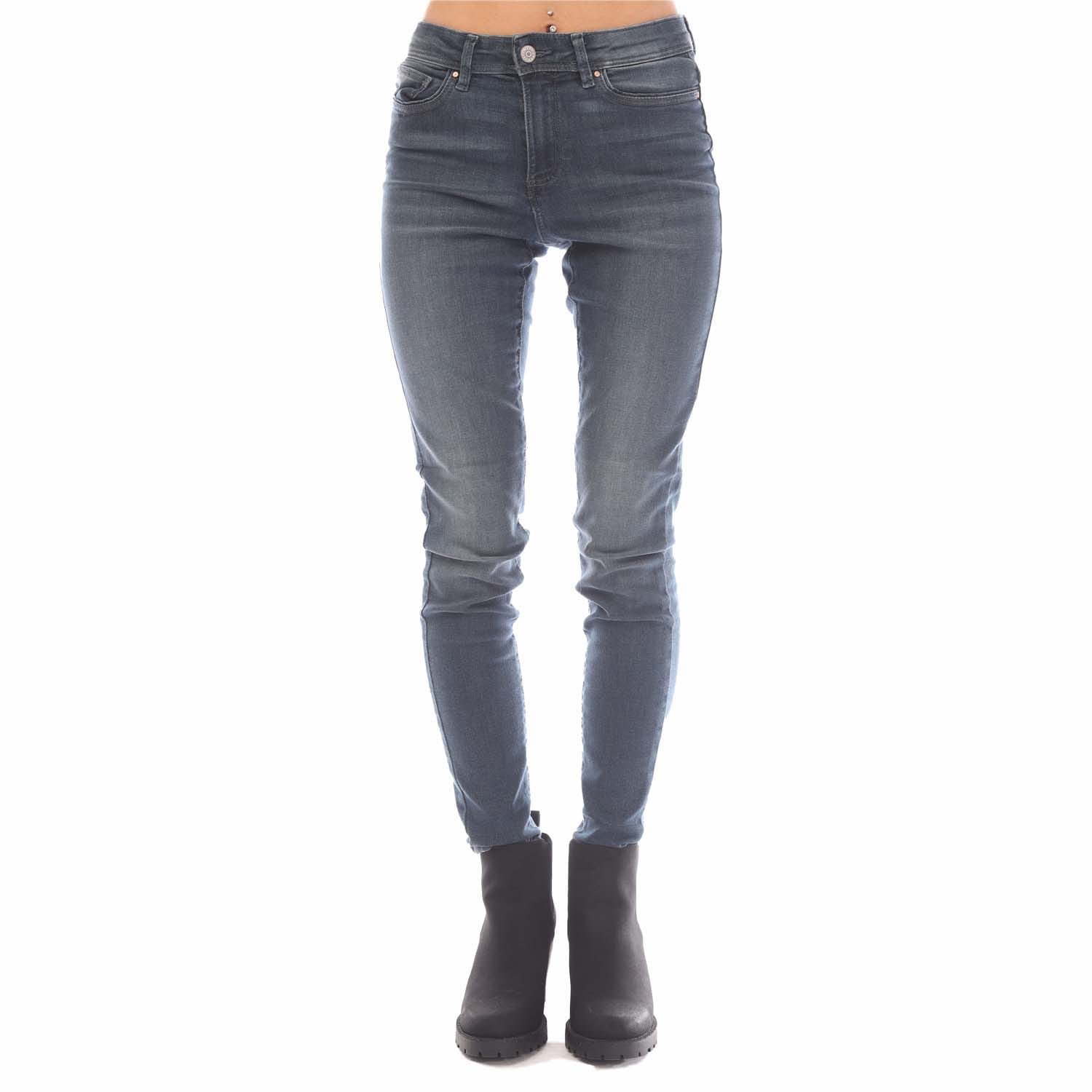 Only Womens Wauw Mid Waist Skinny Jeans in Denim - Blue Cotton - Size 6 Regular