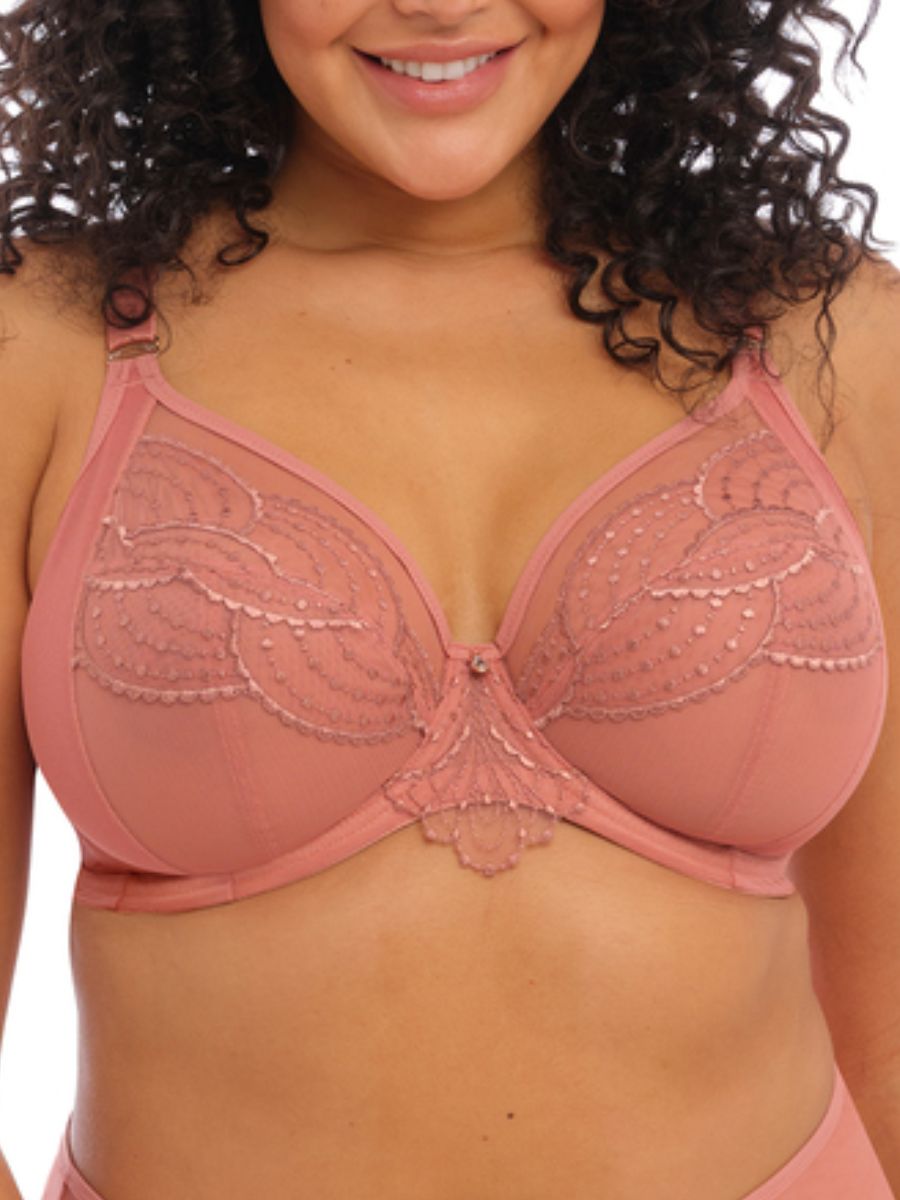 Elomi Womens Priya Plunge Bra - Pink Polyamide - Size 40E