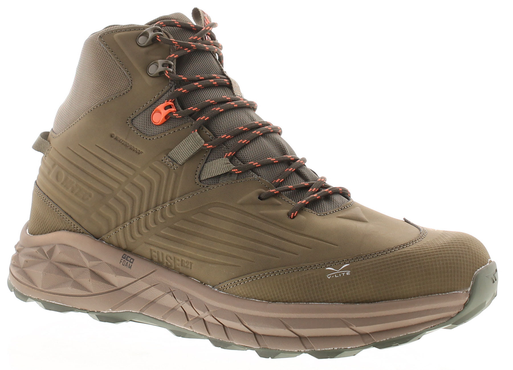 Hi-Tec Mens Walking Boots Fuse Trek Mid Waterproof Lace Up green - Size UK 10