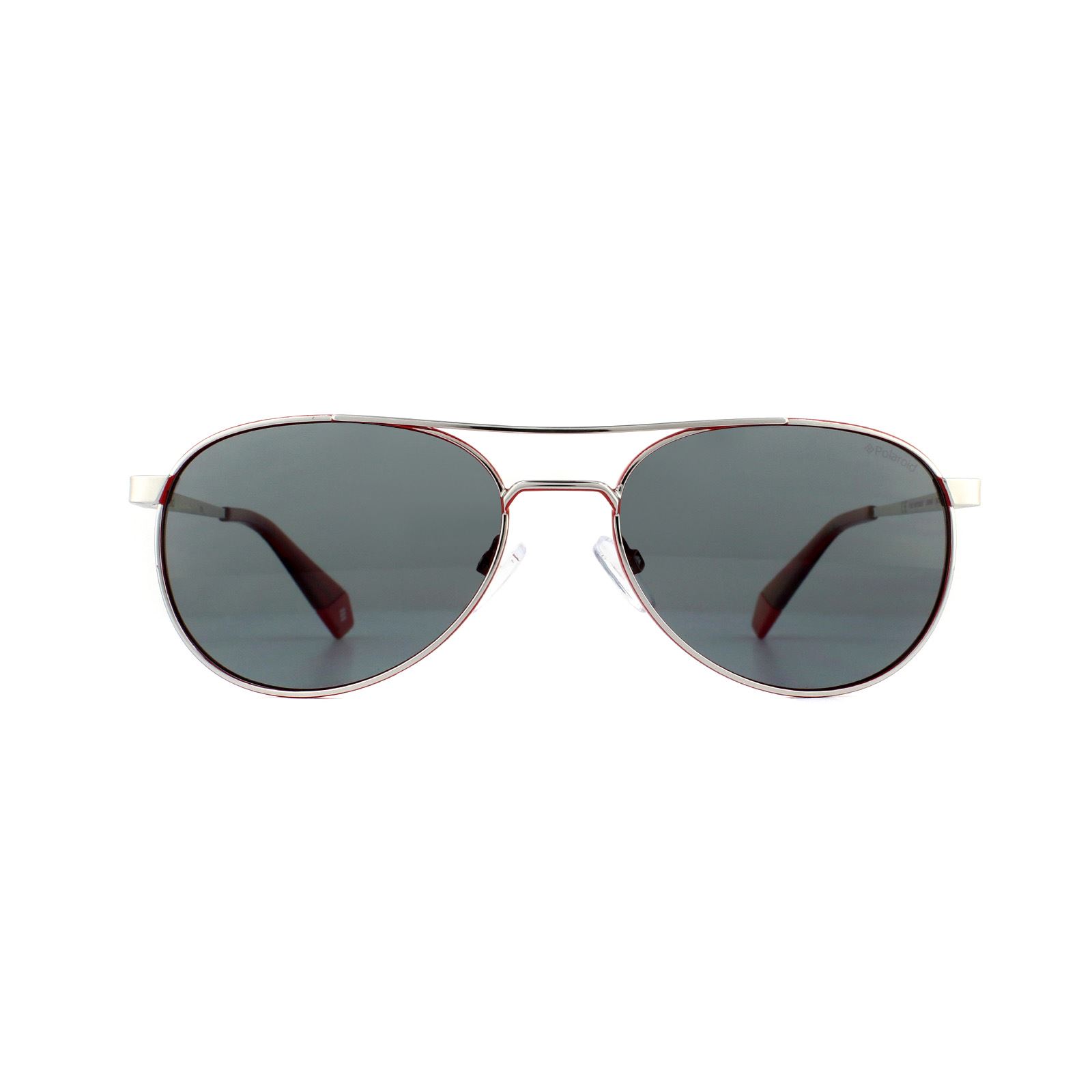Thumbnail - Polaroid Aviator Womens Silber Rot Grau Polarisierte Sonnenbrille