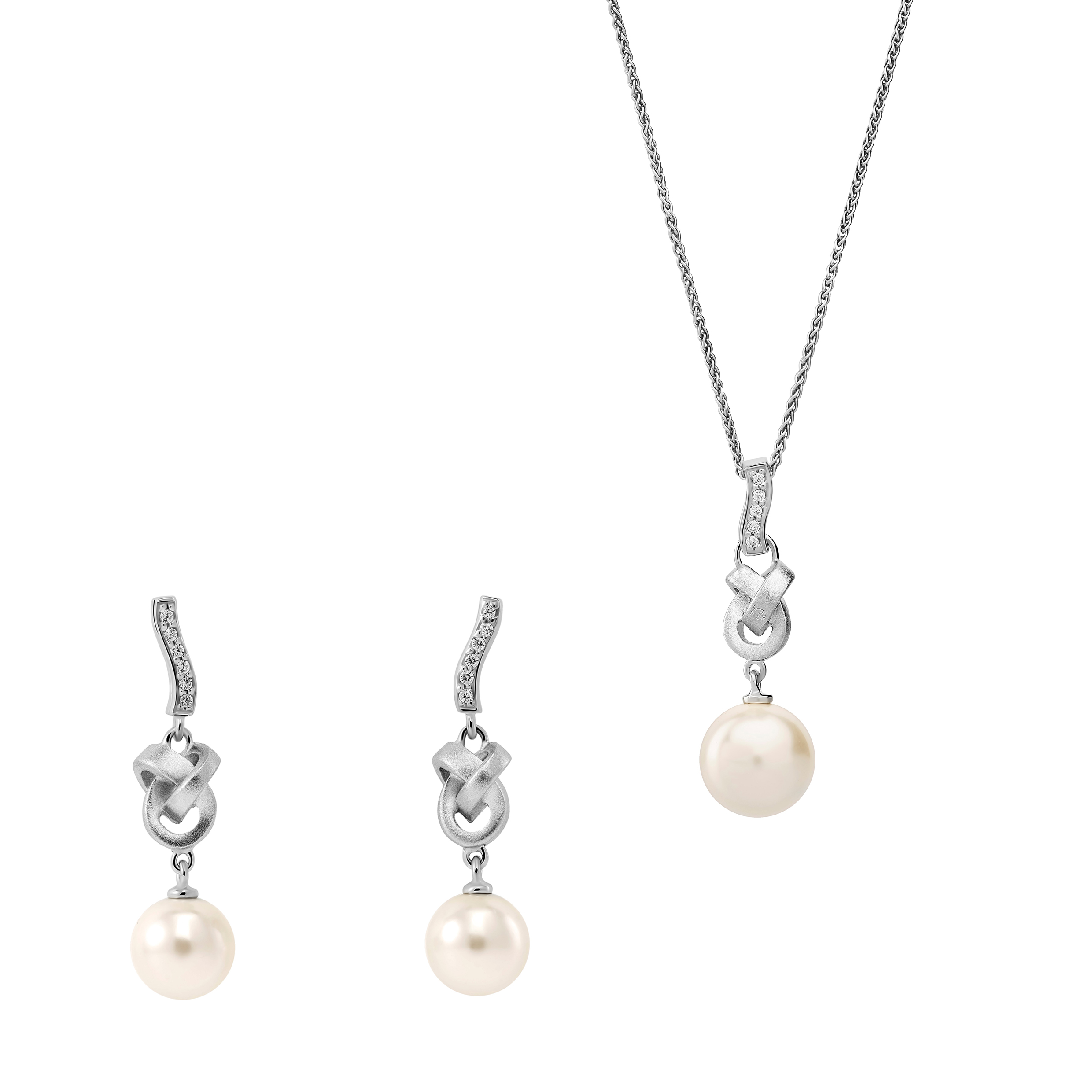 Orphelia 'Clara' Womens 925 Sterling Silver Set, Chain-Pendant + Earrings - Set-7515 - One Size
