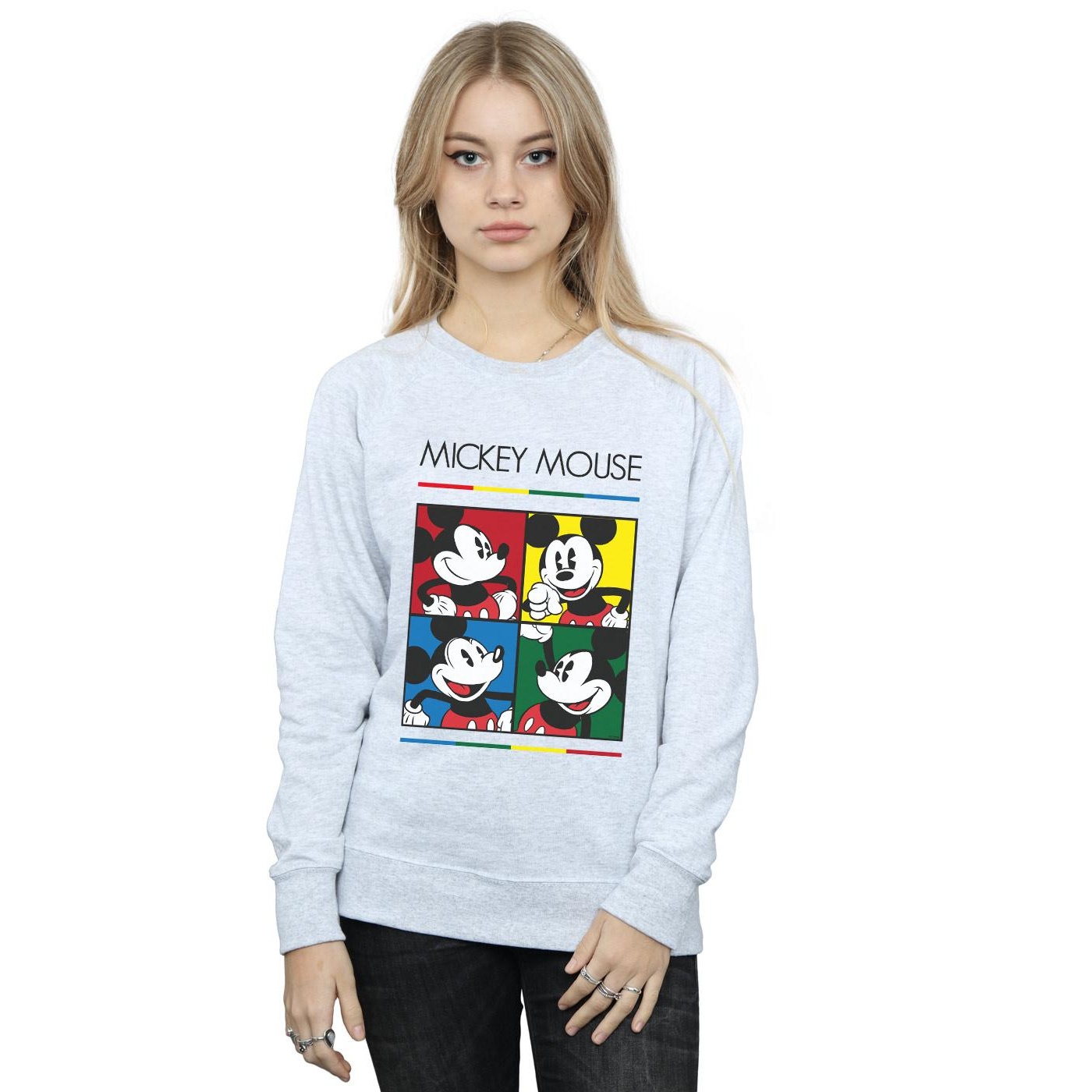 Disney Womens/Ladies Mickey Mouse Square Colour Sweatshirt (Sports Grey) dam – bild 2