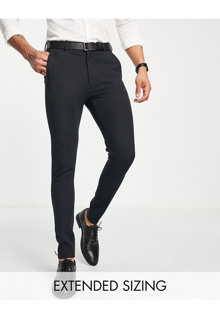 ASOS DESIGN Mens super skinny smart trouser in black - Size 28W/30L