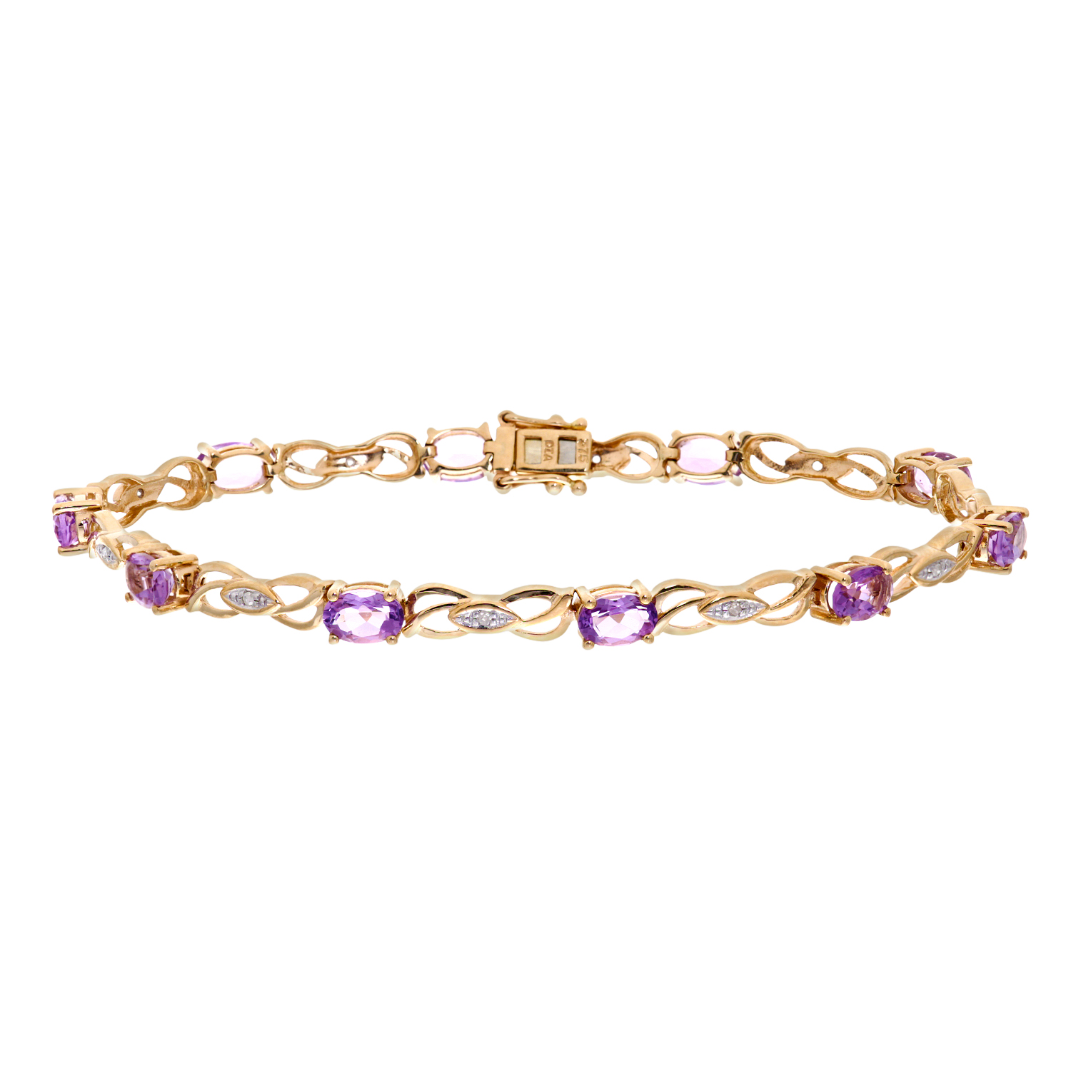 Diamant L’Eternel Womens 9ct Yellow Gold Ladies Diamond and Amethyst Bracelet – One Size
