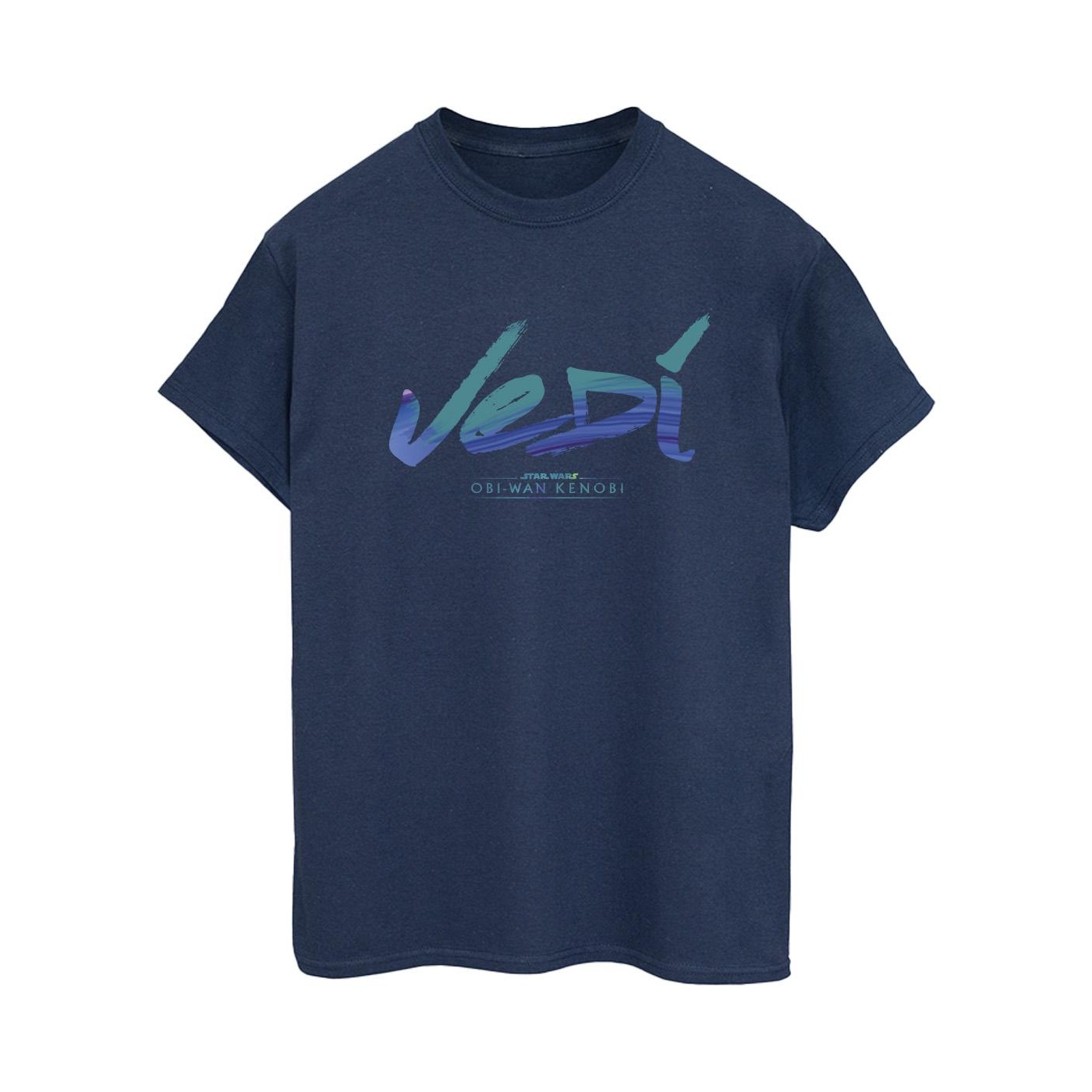 Star Wars Womens/Ladies Obi-Wan Kenobi Jedi Painted Font Cotton Boyfriend T-Shirt (Bleu marine)