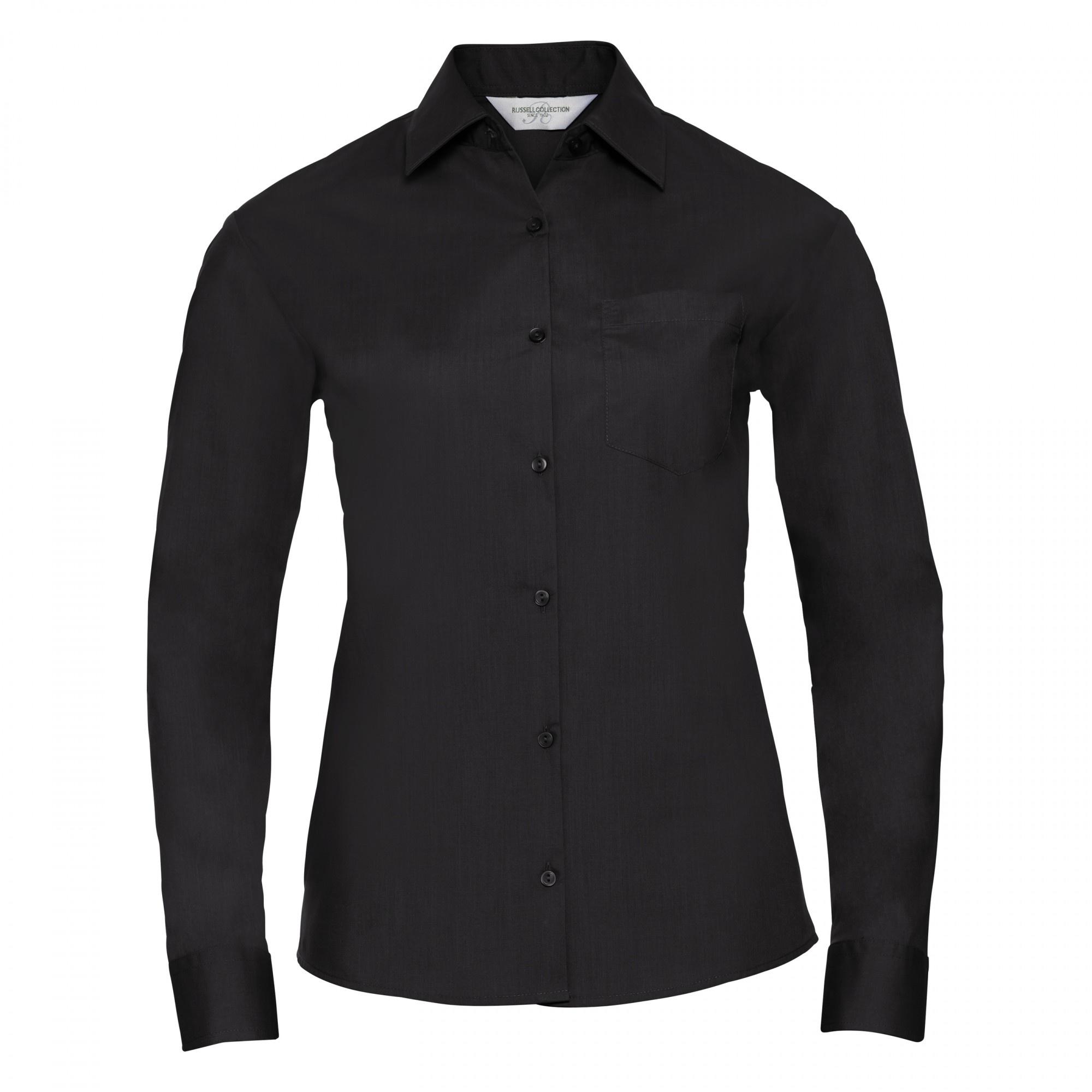 Russell Collection Ladies/Womens Long Sleeve Shirt (Black)