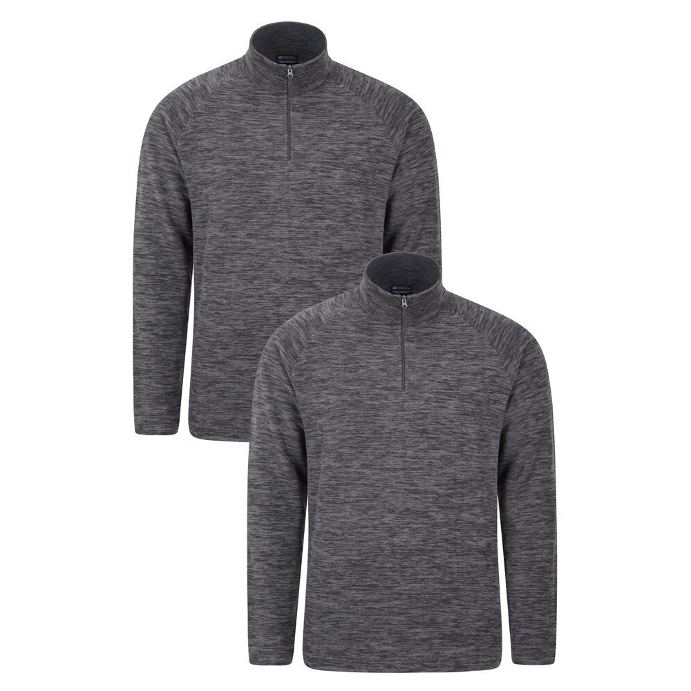 Mens Snowdon Melange Fleece Top (Förpackning med 2) (Svart)