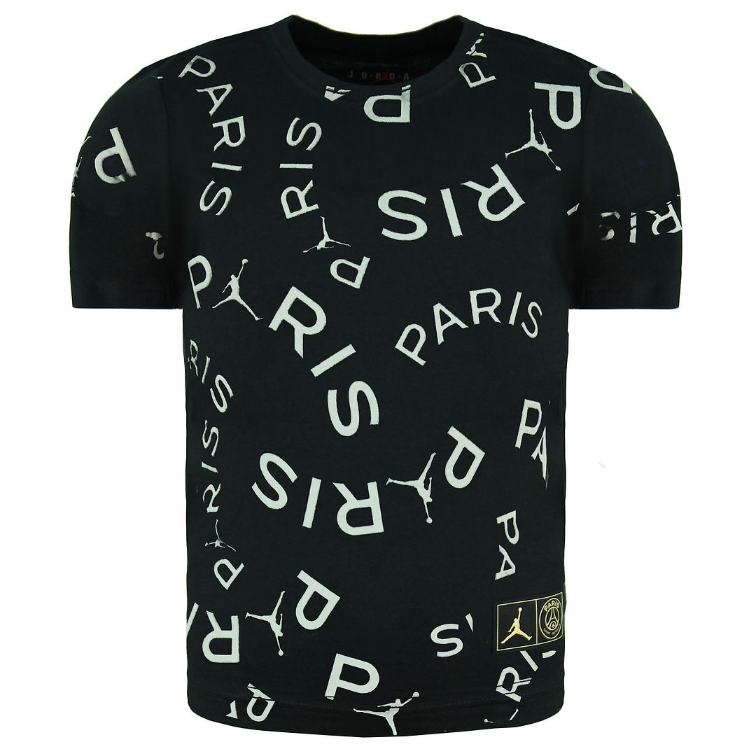 Nike Jordan Paris Sleeve Crew Neck Zwart/Wit T-shirt met opdruk voor kinderen DD9755 010