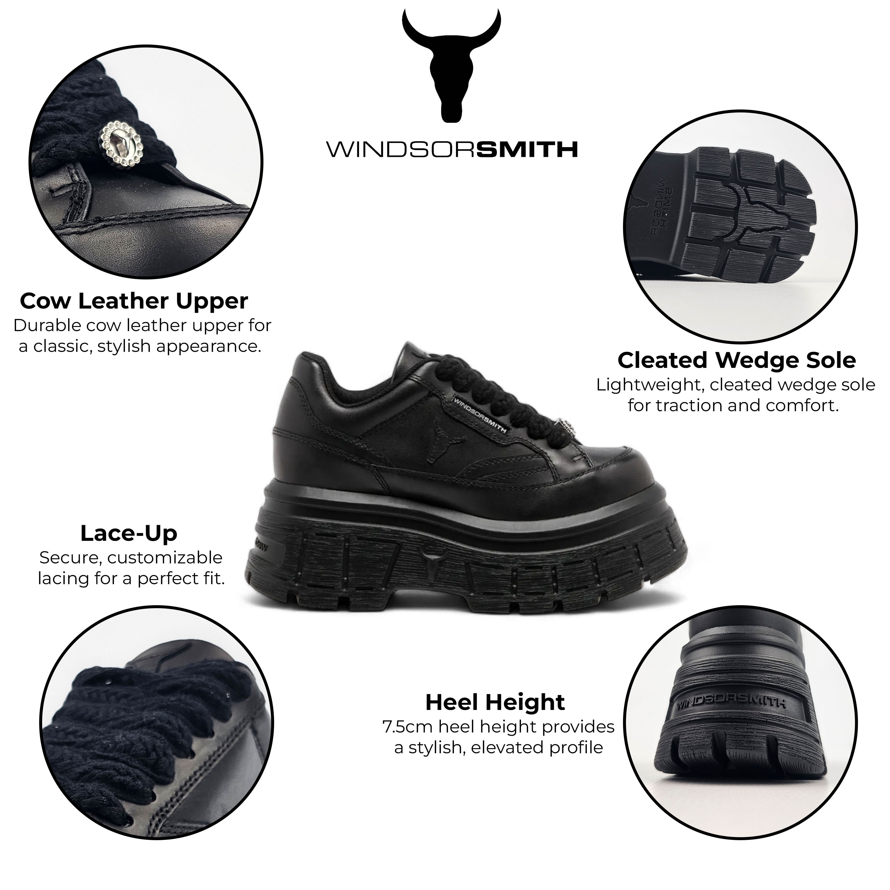 Windsor Smith Chunky Leather Sneakers Swerve dam – bild 2