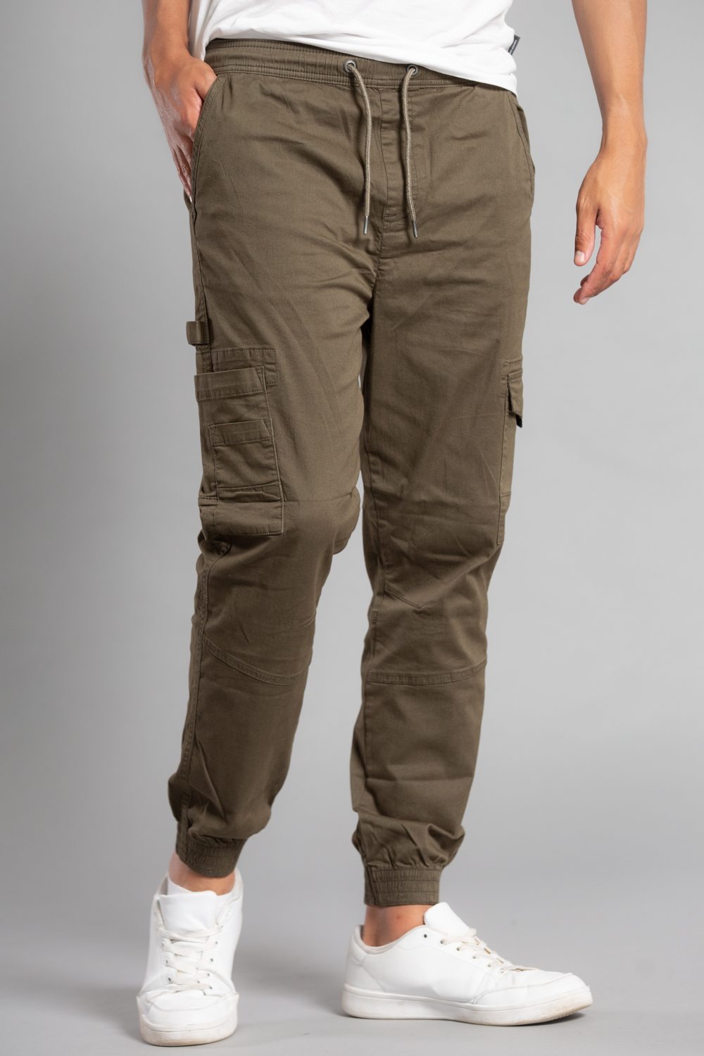 Tokyo Laundry Mens Khaki Cotton Drawstring Cargo Trousers - Size 38W/32L
