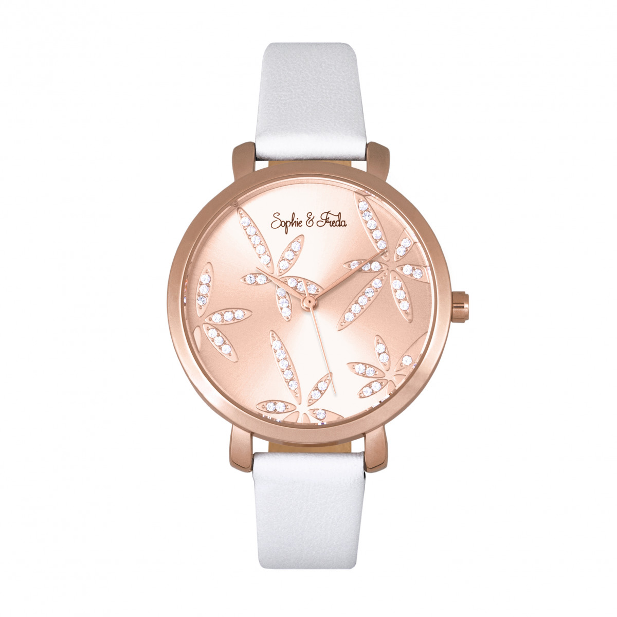 Thumbnail - Montre Sophie & Freda Key West avec bracelet en cuir et cristaux Swarovski