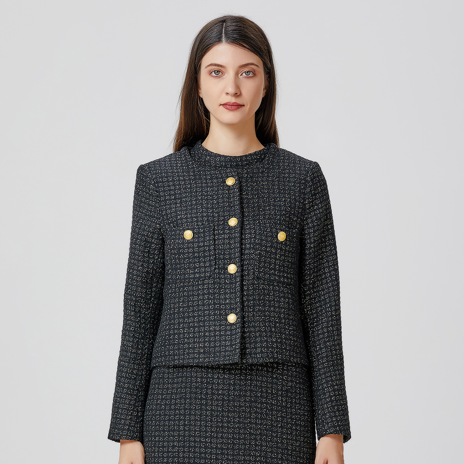 Tweed blazerpatch met zakken
