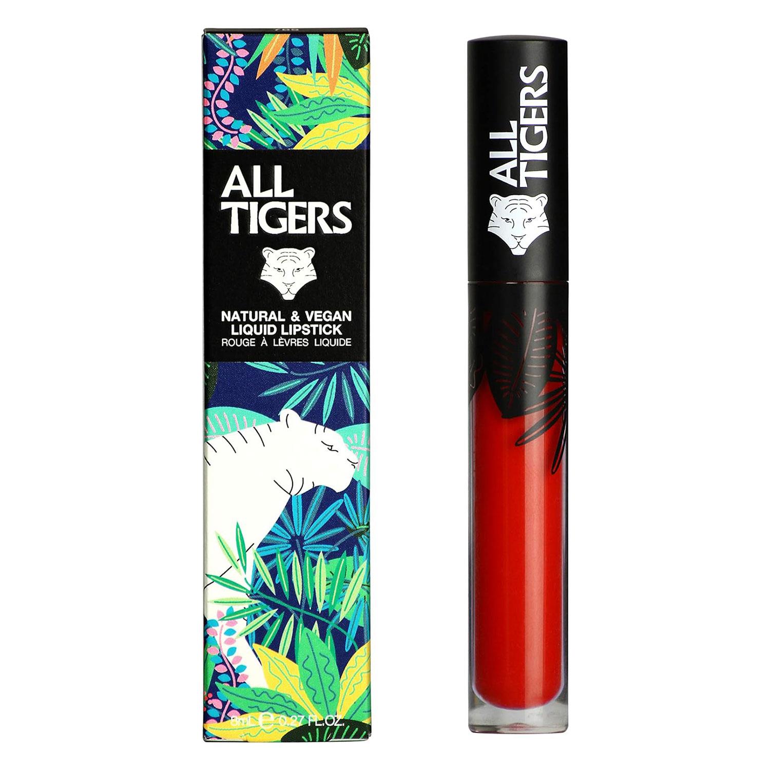 All Tigers Womens Liquid Lipstick Natural, Vegan & Organic Long Lasting, Red - One Size