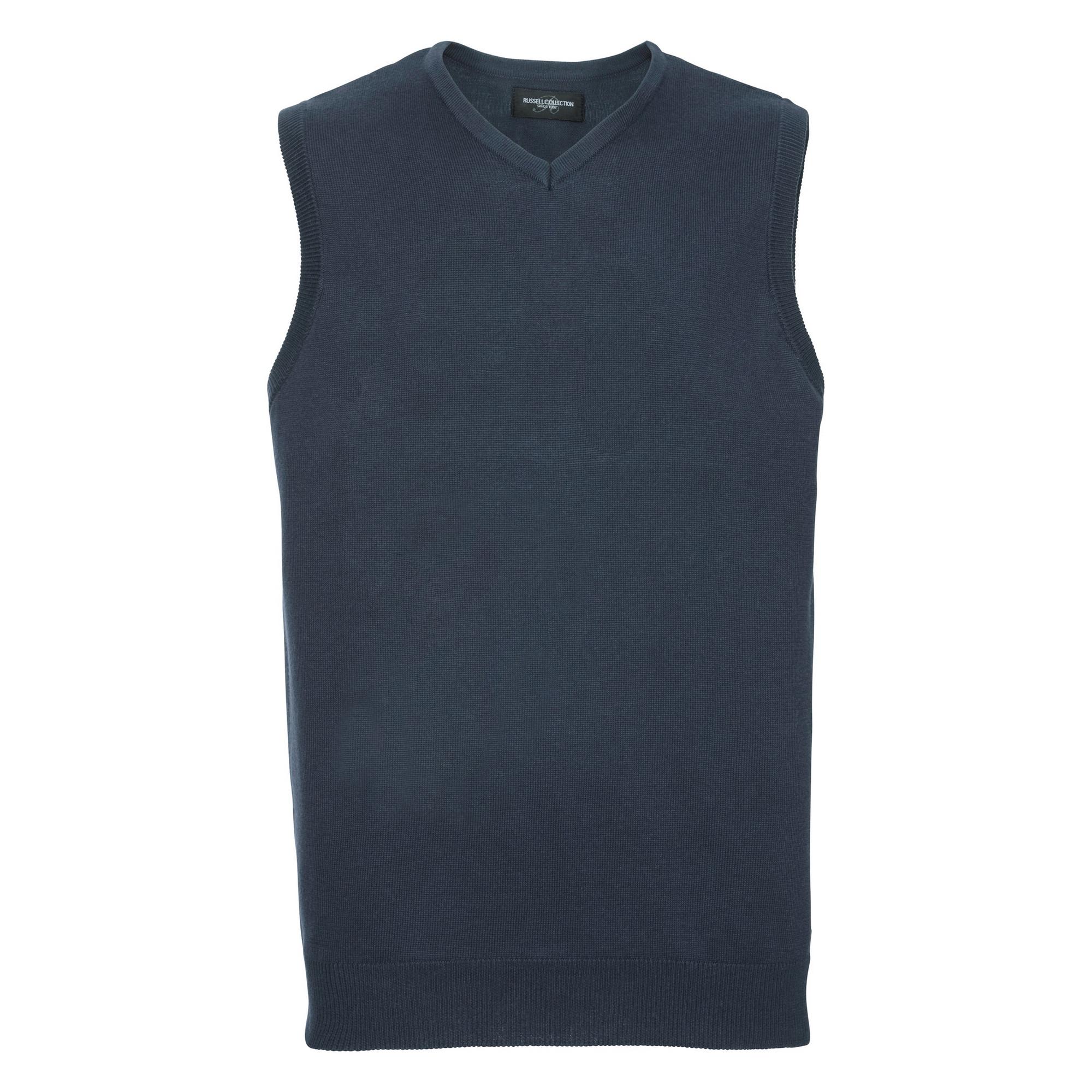 Russell Collection Herren Strick-Pullunder mit V Ausschnitt (Marineblau)