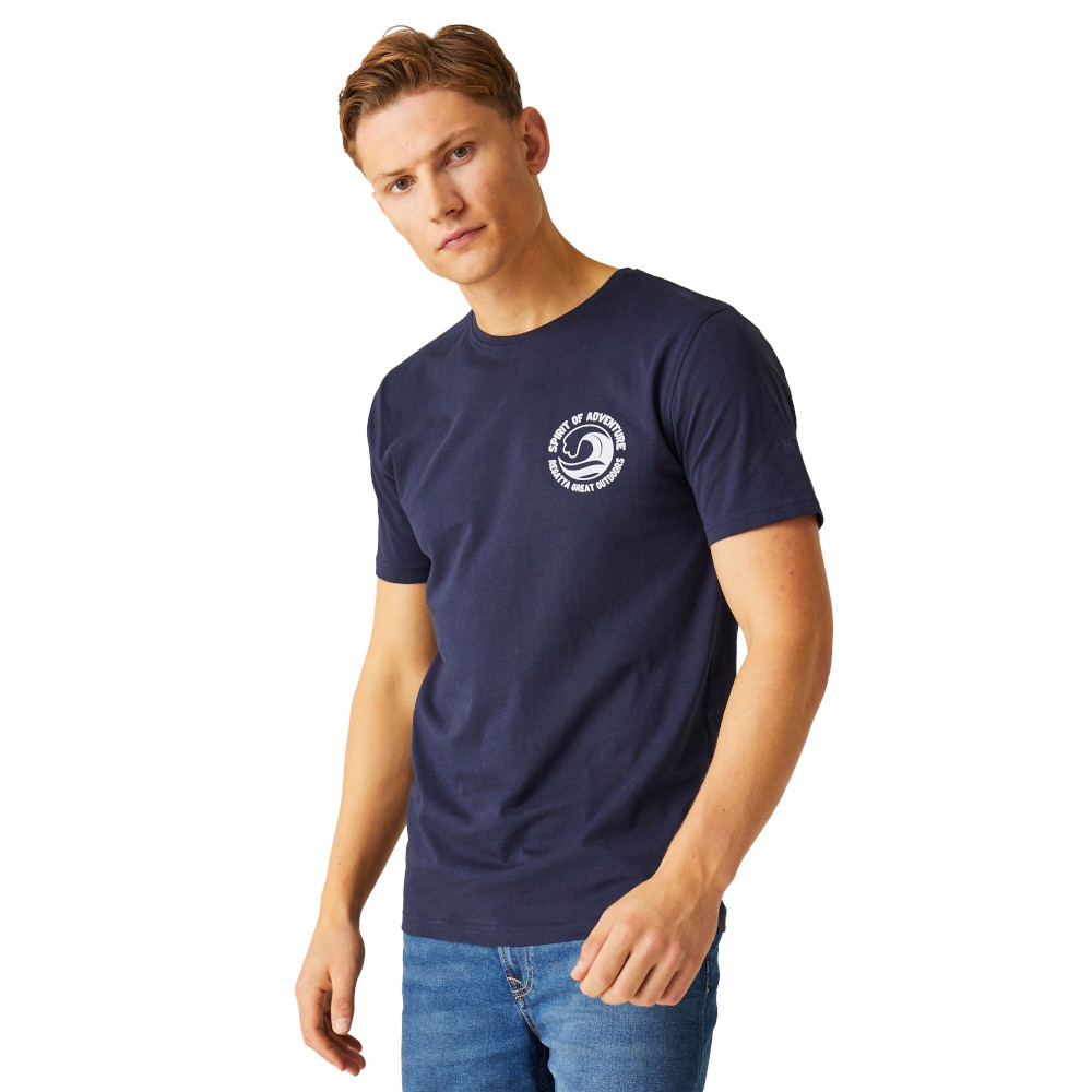 Regatta Mens Cline VIII Short Sleeve Graphic T Shirt - Navy - Size Small