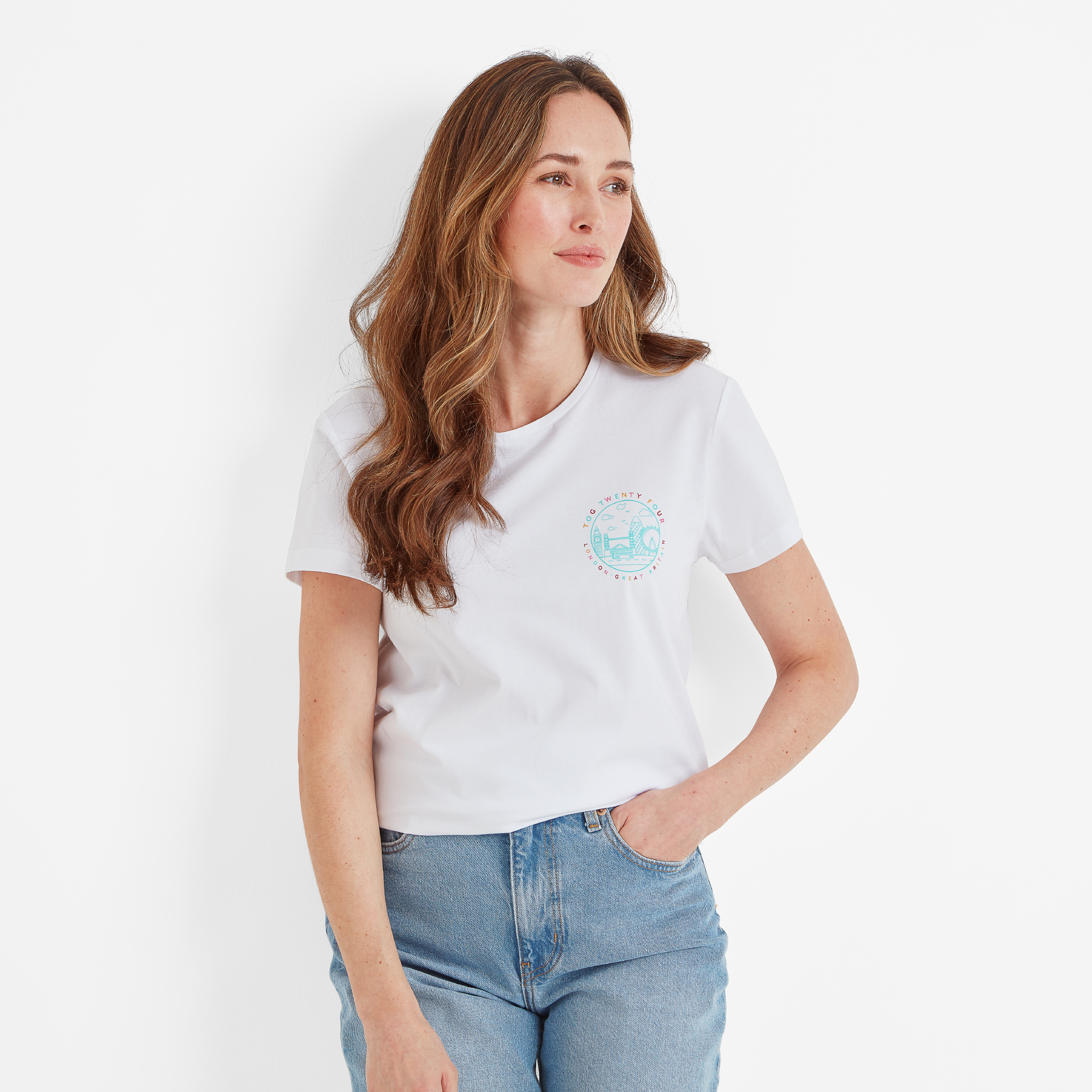 TOG24 Capital Womens T-Shirt Optic White Cotton - Size 18 UK