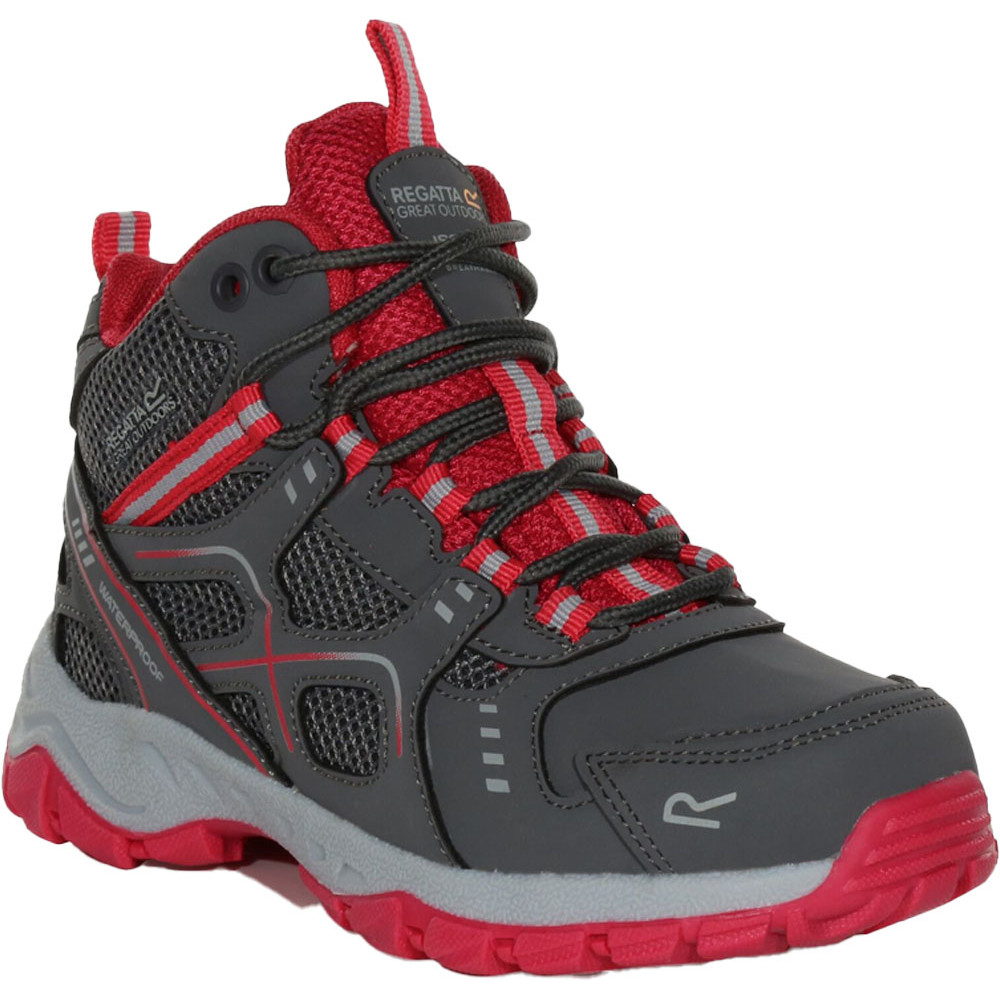 Regatta Girls Vendeavour Waterproof Lace Up Walking Boots - Grey - Size UK 3