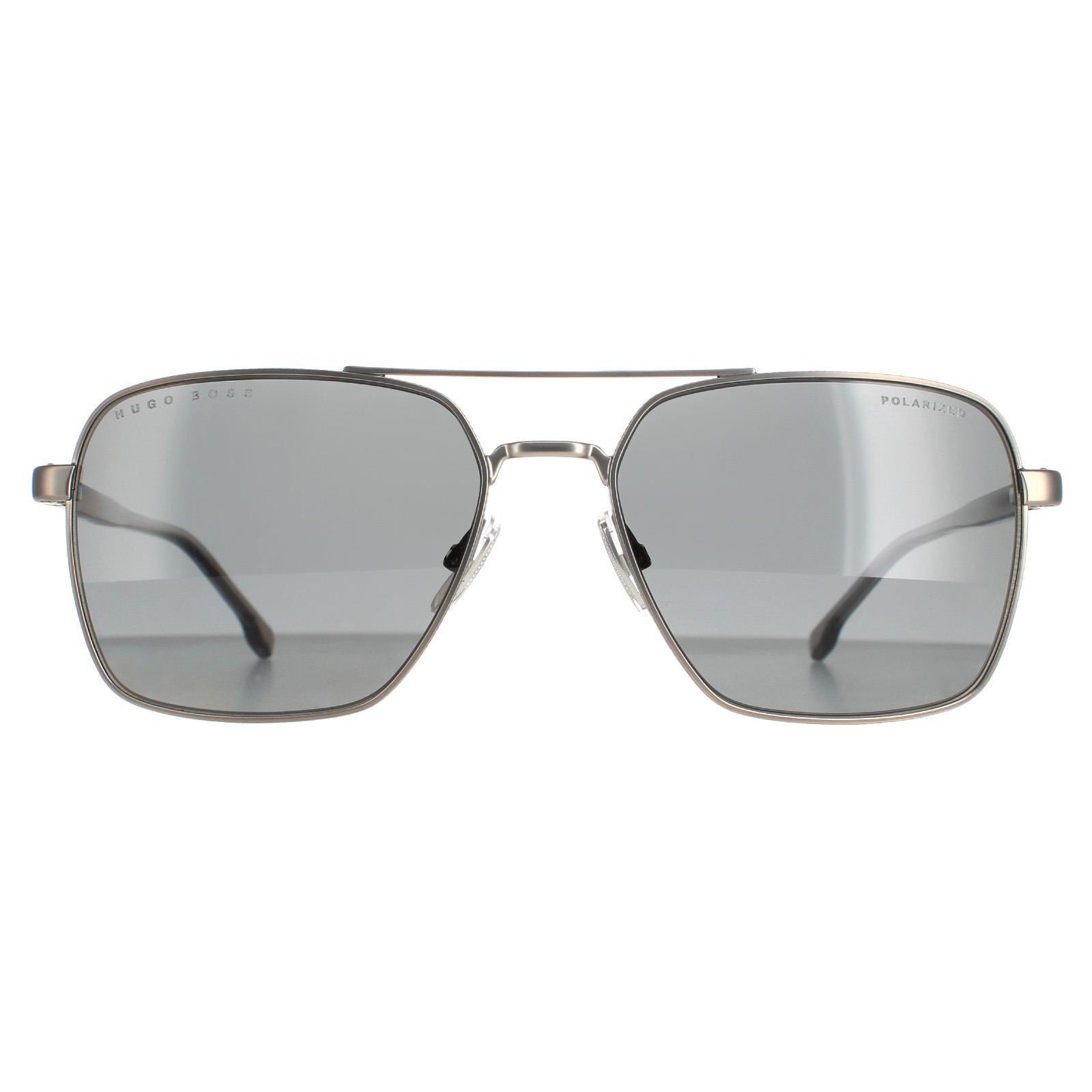 Thumbnail - Hugo Boss Aviator Herren Matte Ruthenium Grau Polarisiert BOSS 1045/S