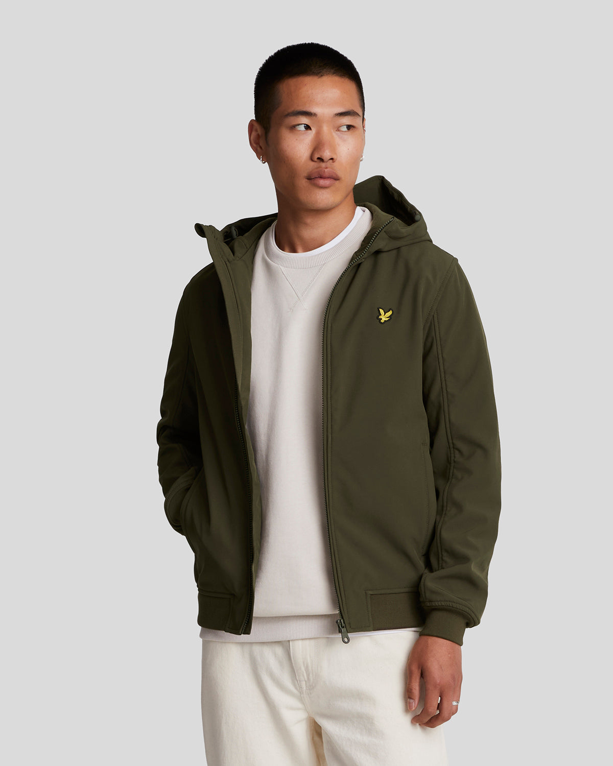 Thumbnail - Herren-Softshelljacke mit Fleece-Rückseite in Grün