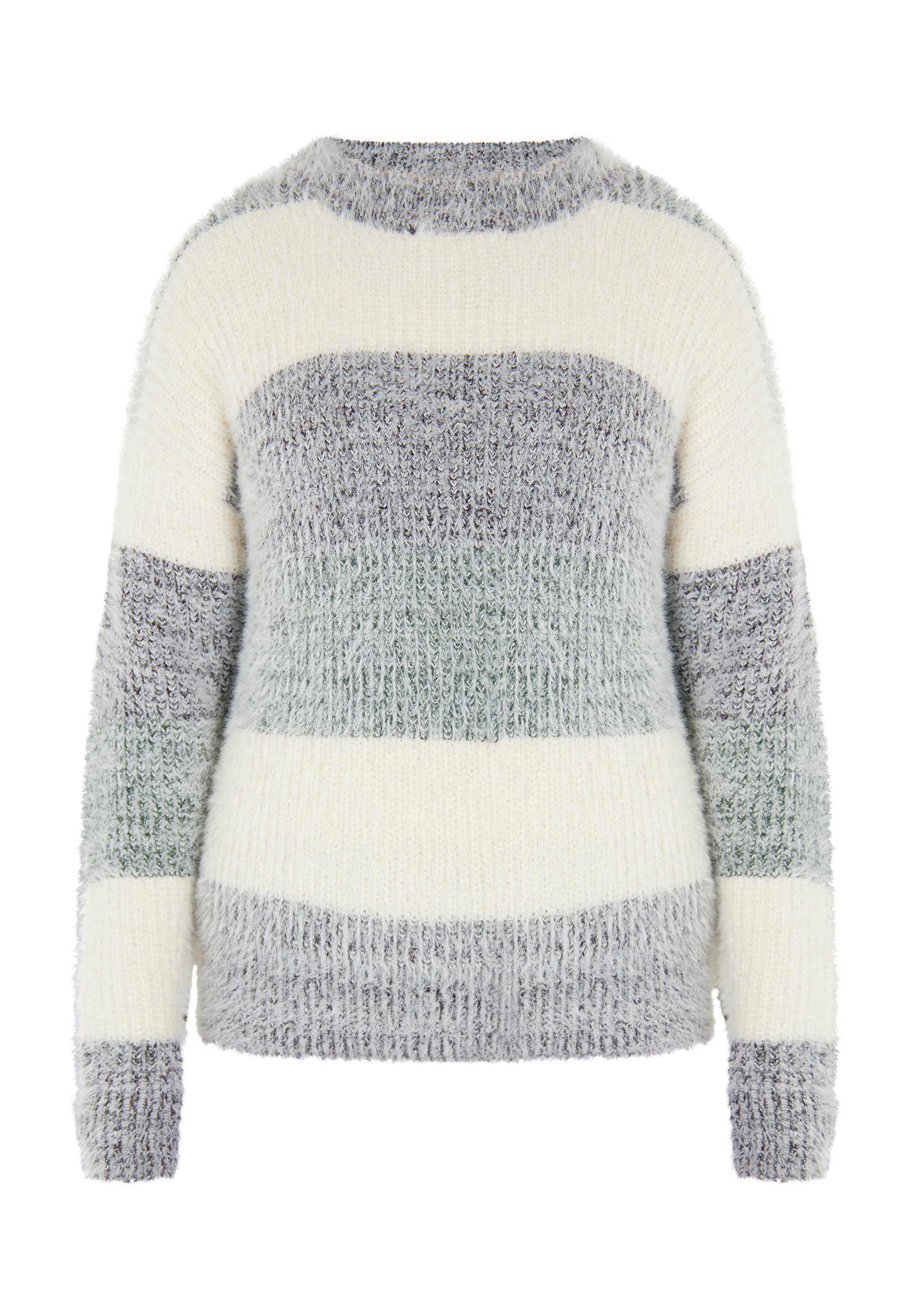 Thumbnail - Mymo Strickpullover Damen Creme Mehrfarbig