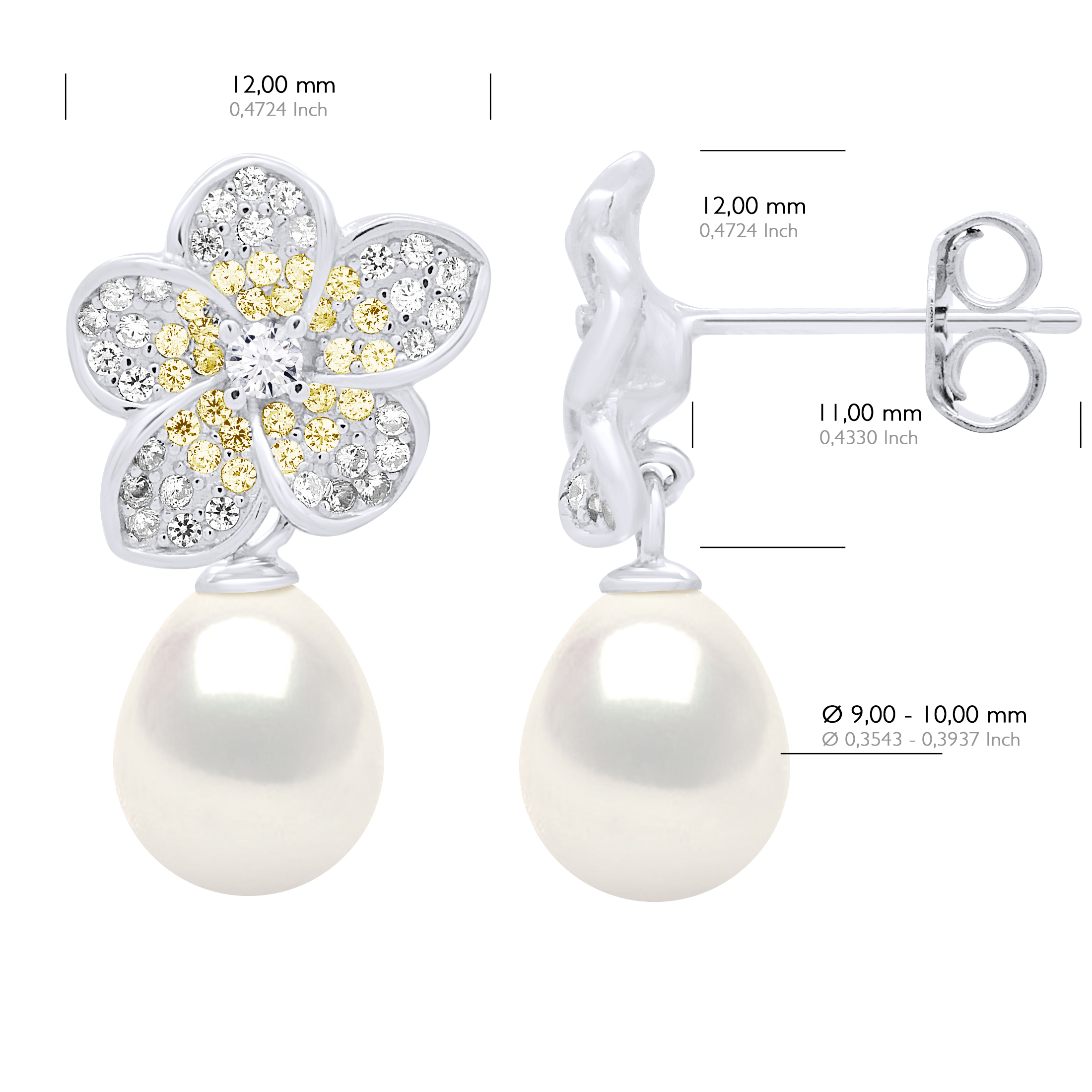 Ateliers Saint Germain Örhängen Smycken Silver Äkta odlade sötvattenspärlor Pärla 9-10 mm dam – bild 2