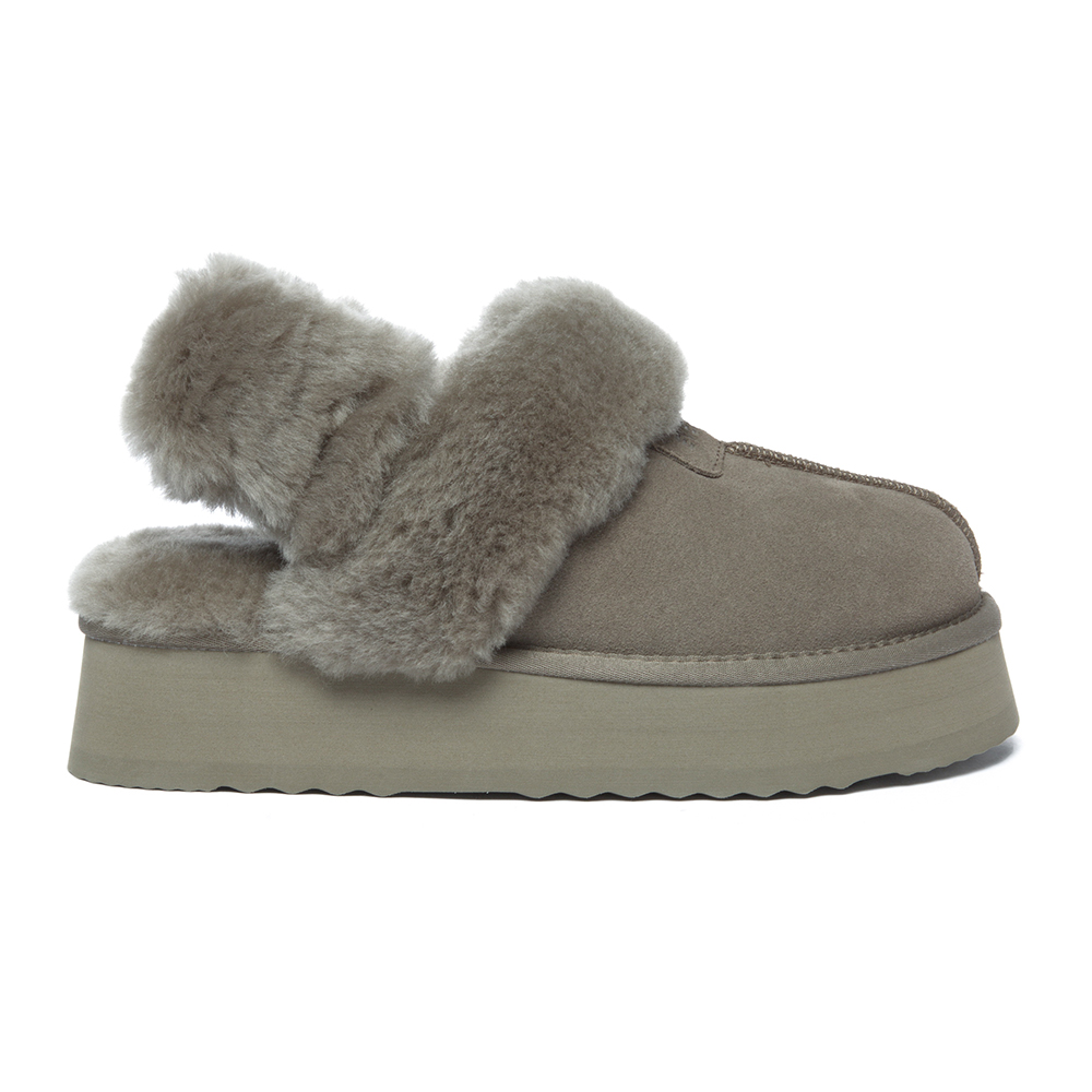Thumbnail - EVER AU Damen Leder Hausschuhe Mit Zwei Abnehmbaren Riemen - Fantail