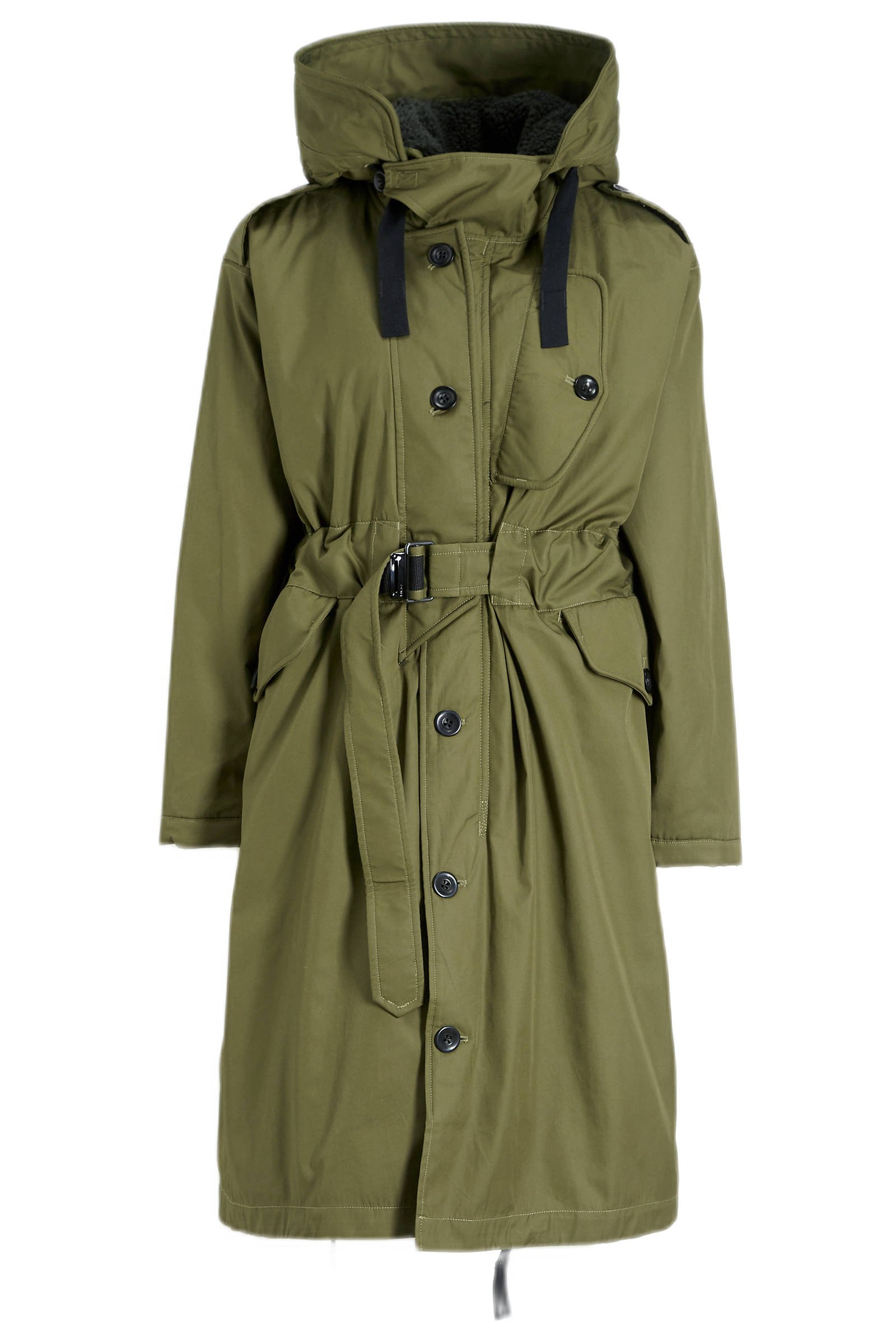 G Star Raw Womens G-Star RAW Long Parka - Green Cotton - Size Small