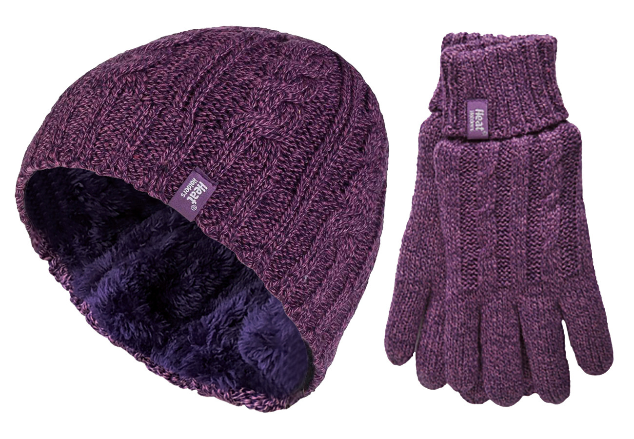 Thumbnail - Heat Holders - Damen Mütze & Handschuhe Set für den Winter - Lila