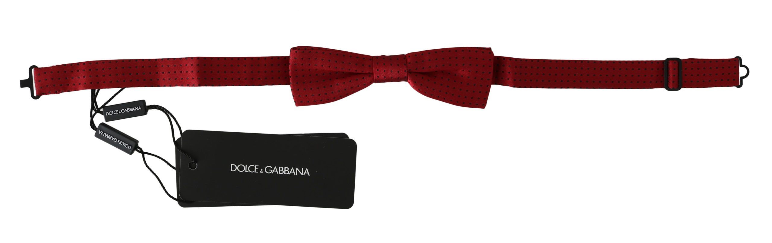Dolce & Gabbana Mens Dotted Silk Adjustable Neck Papillon Bow Tie - Red - One Size
