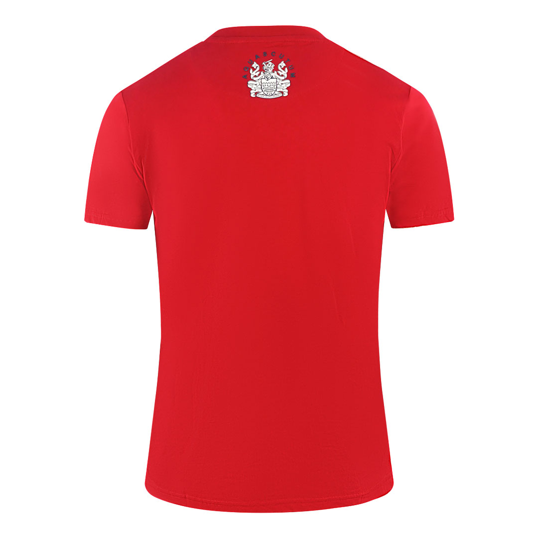 Aquascutum London Broderad A-logotyp Röd T-shirt herr – bild 2