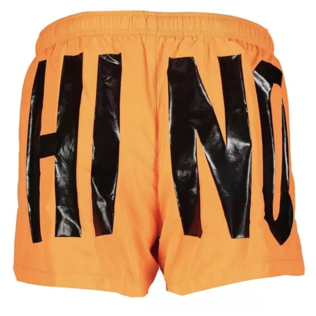 MOSCHINO Brand Print Logo Ljus Orange Korta Badshorts herr – bild 2
