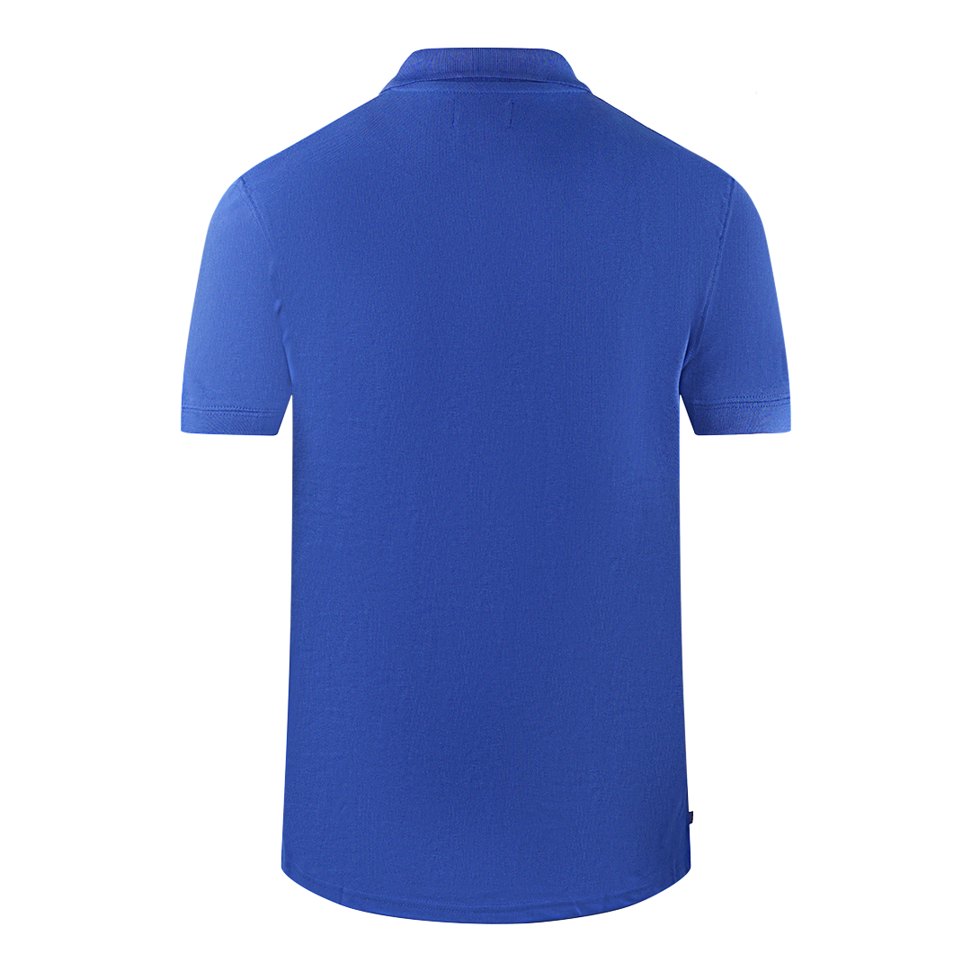 Aquascutum Brand Logo Plain Royal Blue Polo Shirt pikéer herr – bild 2