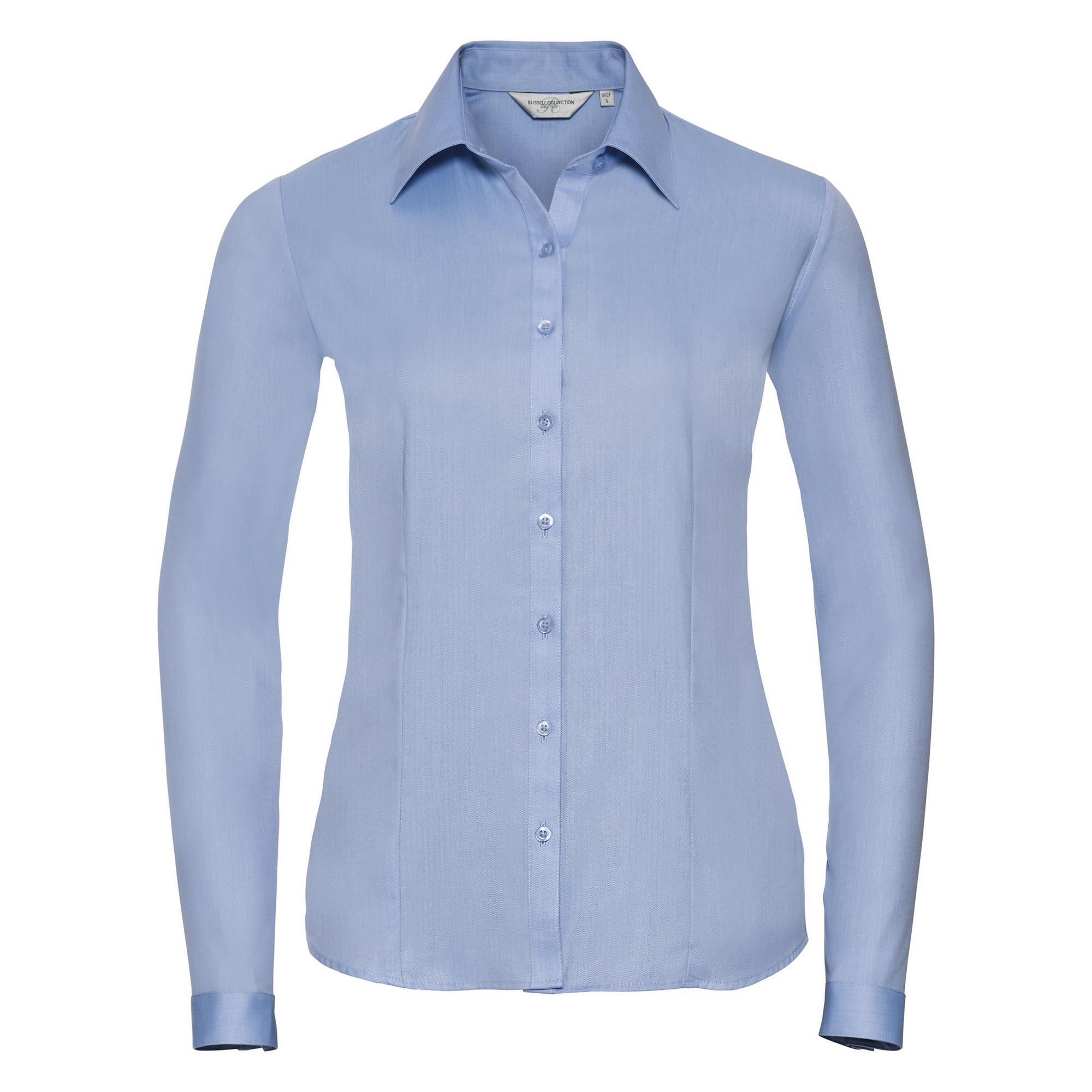 Russell Ladies/Womens Herringbone Long Sleeve Work Shirt (Light Blue)