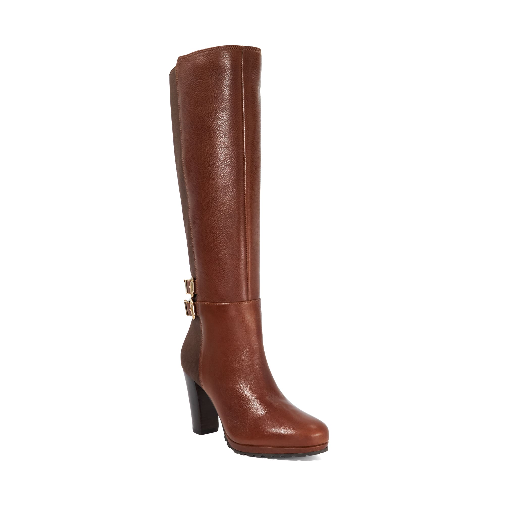 Dune London Womens Ladies Sarissa – Almond Toe Platform Knee High Boots – Tan material_leather1 – Size UK 3
