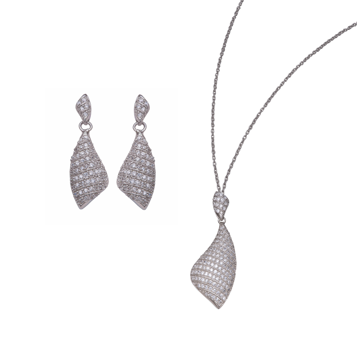 Orphelia Damen 925 Sterling Silber Set, Kettenanhänger + Ohrringe - Silber Set-5884
