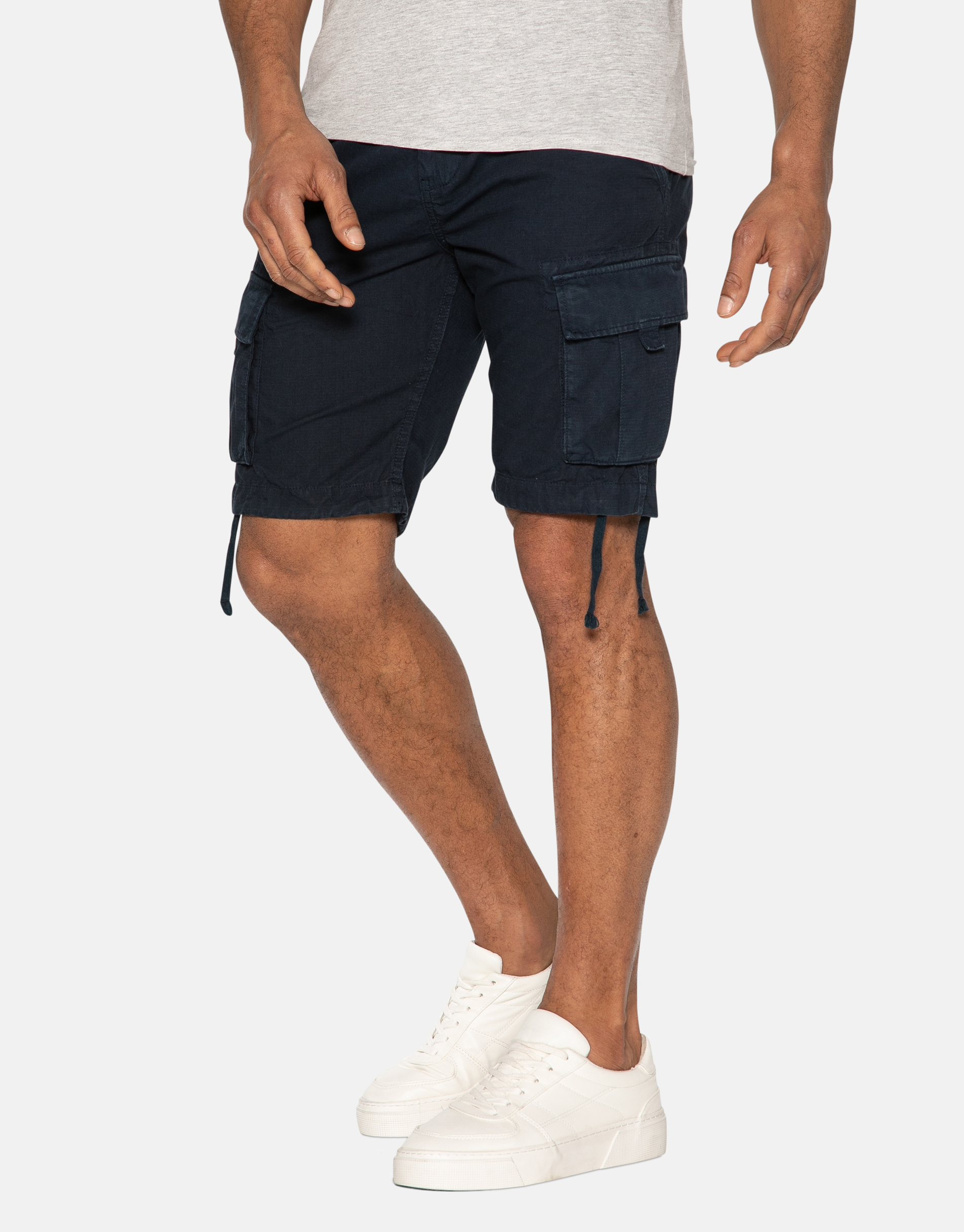 Threadbare Mens Navy Cotton 'Manchester' Cargo Shorts - Size 34W/32L