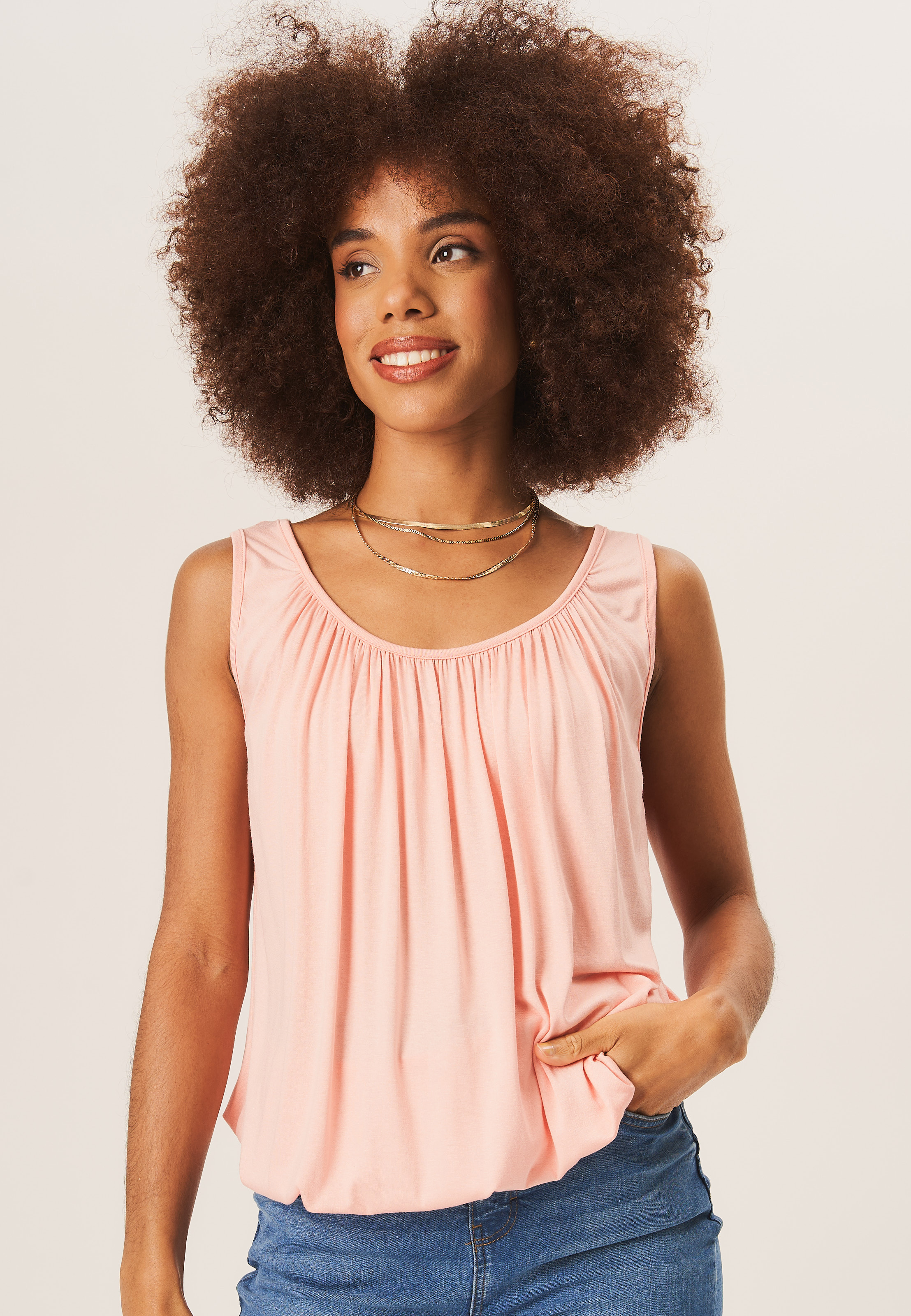 Rouse Neck Oversized Sleeveless Top