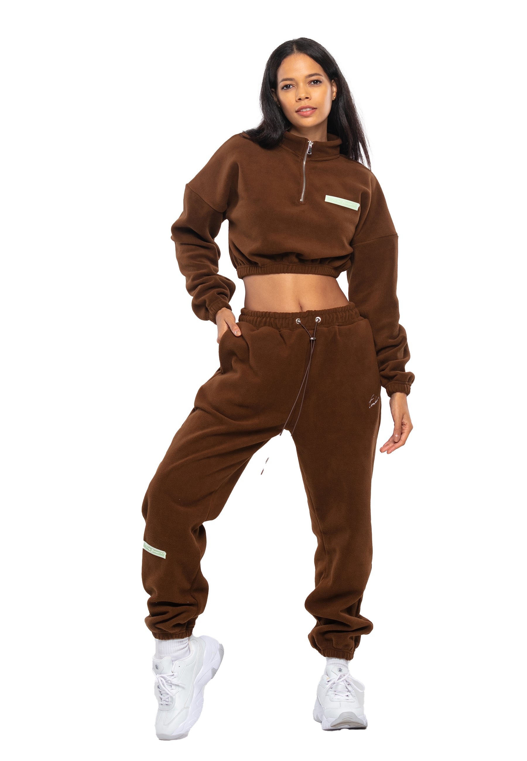 Tom Barron Dames Casual Cropped Fleece Stijlvol Oversized Trainingspak