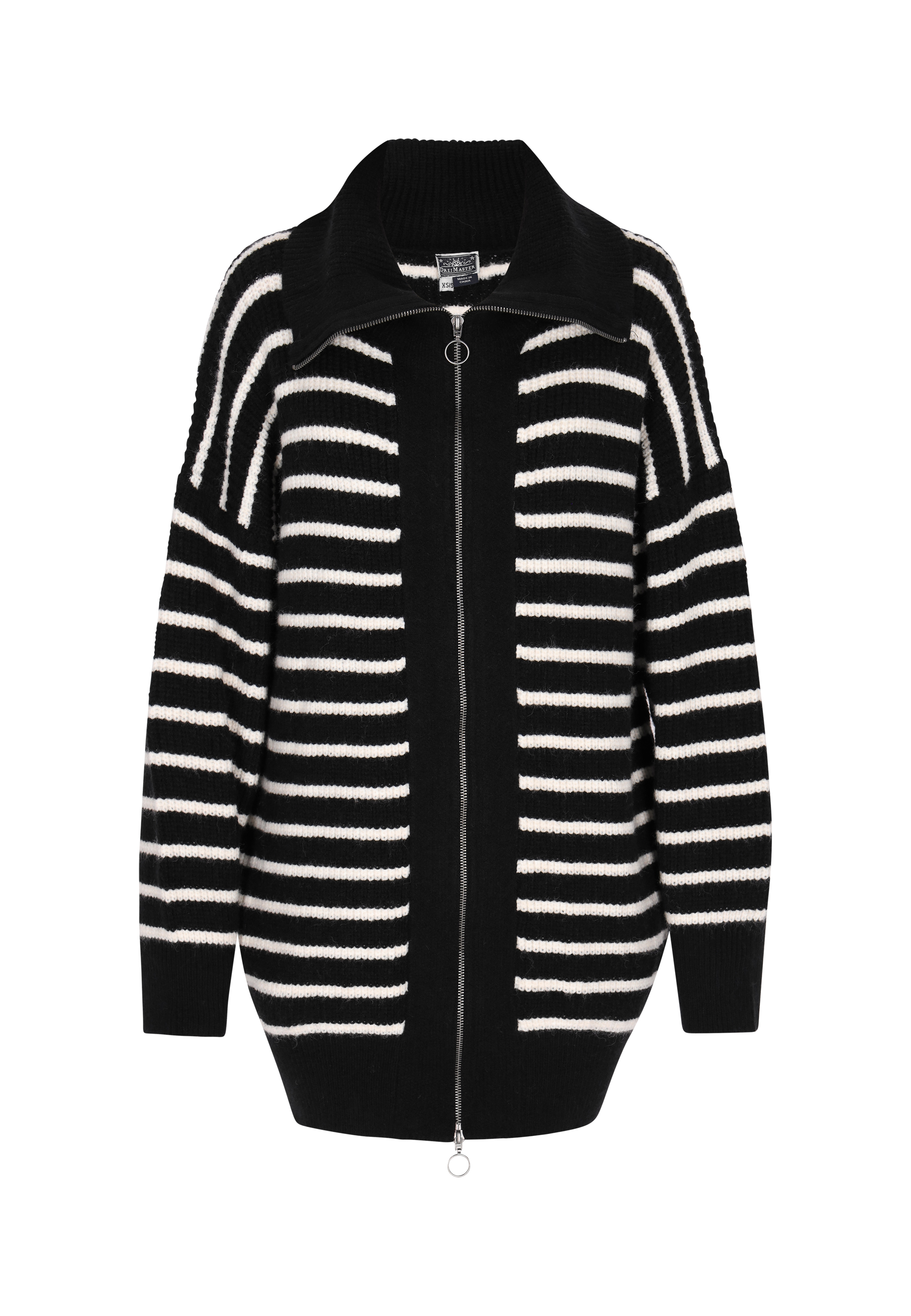 Thumbnail - Dreimaster Cardigan Damen Schwarz Wollweiss