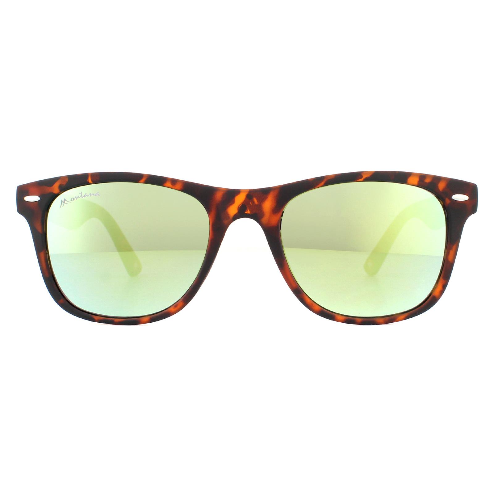 Montana Unisex Sunglasses MS10 A Matte Turtle Brown Rubbertouch Revo Gold Pink - One Size
