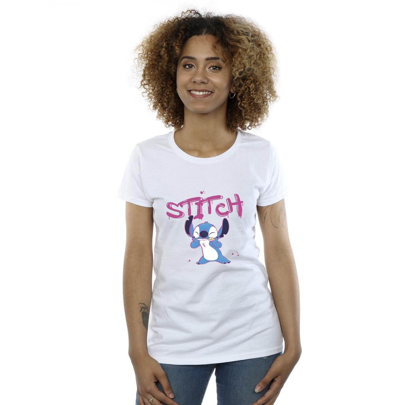 Disney Womens/Ladies Lilo And Stitch Graffiti Cotton T-Shirt (White) dam – bild 2